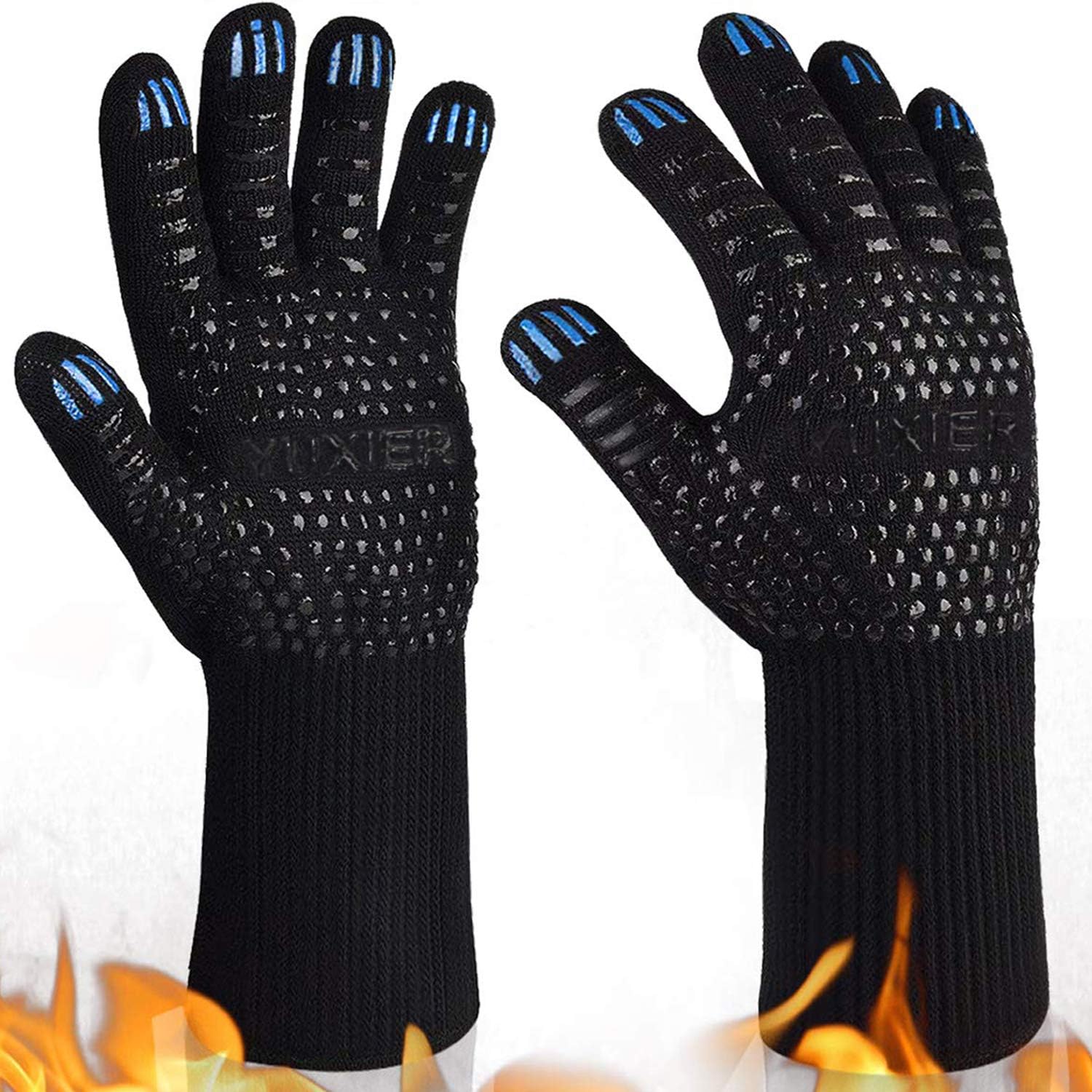 Guantes de horno para barbacoa, 1472 F, resistentes al calor, guantes de horno para cocinar, parrilla, cocina, ahumador, hornear, barbacoa,