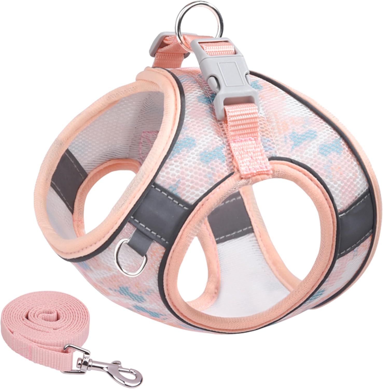Step in – Juego de arnés y correa para perro, arnés de chaleco suave de verano con estampado floral, reflectante ajustable sin tirones, arnés para