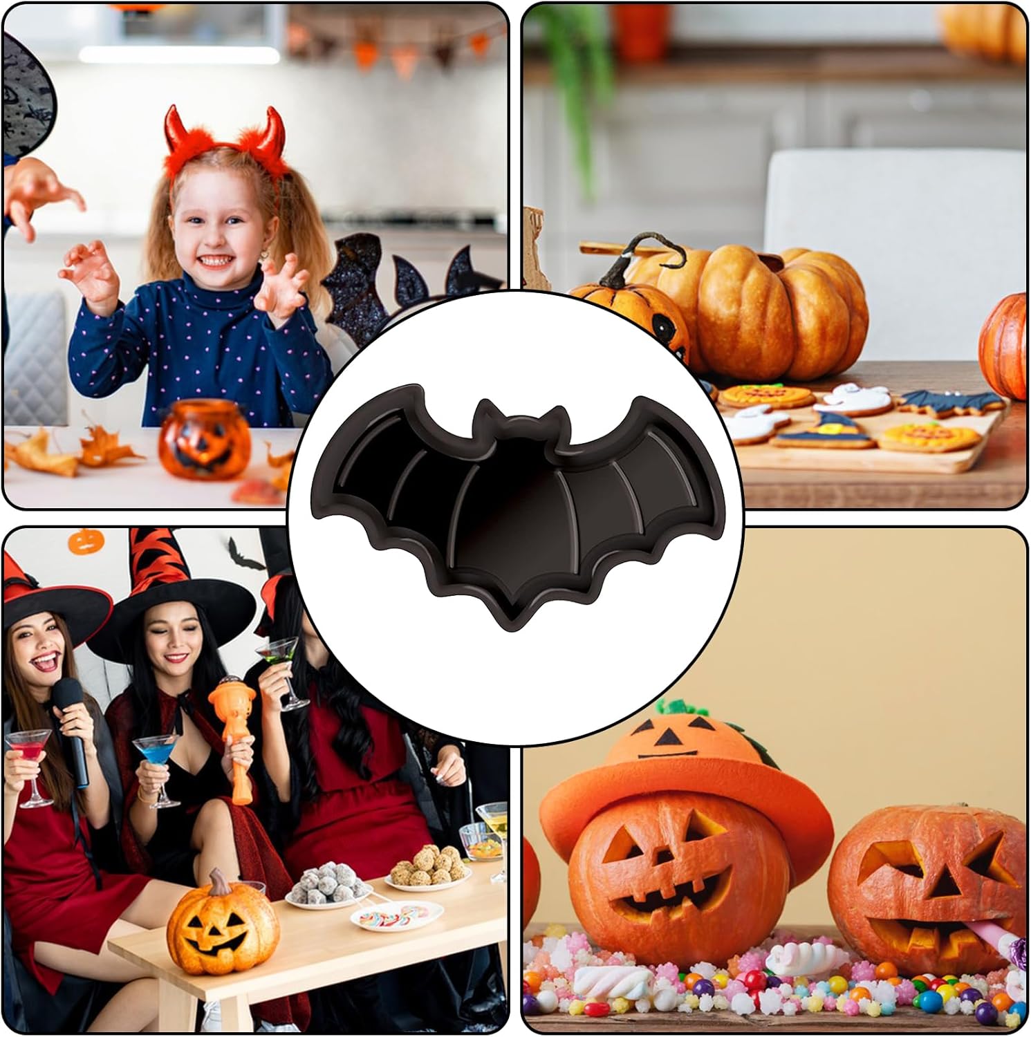 Cuenco para dulces de Halloween, bandeja de aperitivos de calabaza, plato decorativo de Halloween para interiores y exteriores, decoración de