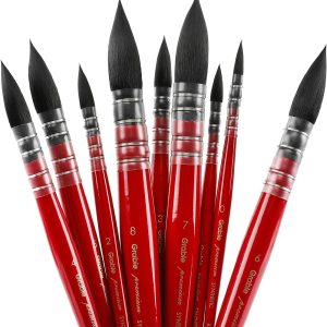 Grabie Pinceles profesionales para acuarela, pinceles para trapeador, 9 piezas, pelo sintético de ardilla, suministros de arte para pintar, gran Grabie Pinceles profesionales para acuarela, pinceles para trapeador, 9 piezas, pelo sintético de ardilla, suministros de arte para pintar, gran