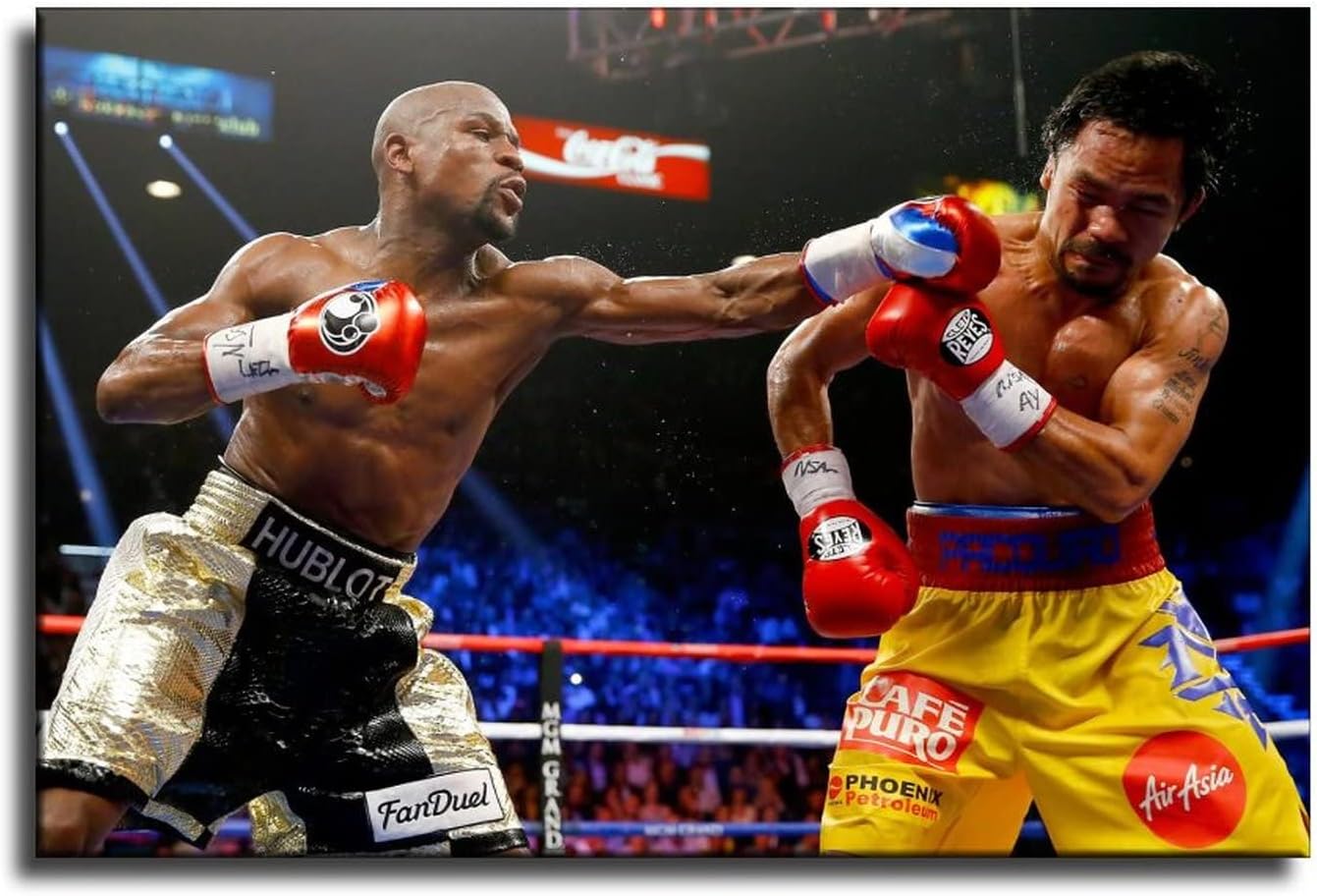 HYYNN Floyd Mayweather Jr. y Manny Pacquiao Fighting For The Title – Póster artístico de pared y arte de pared, póster moderno para decoración de