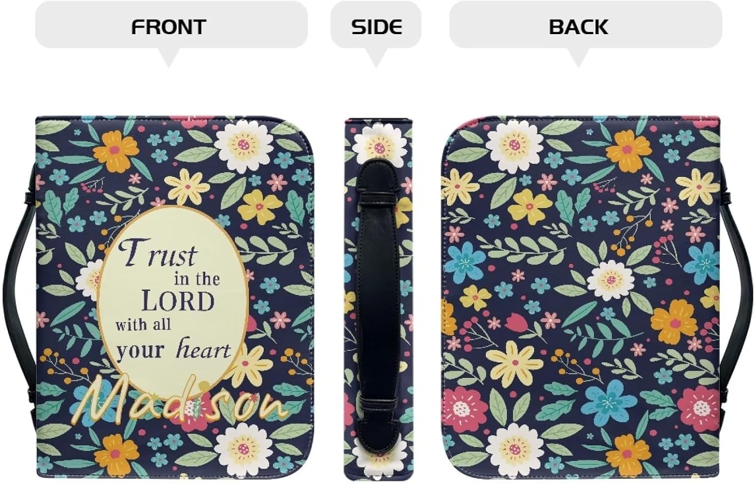 Tuoxiukan Funda de Biblia personalizada con imagen de piel sintética para mujeres y hombres, bolsa de mano para la Biblia, accesorios escolares para