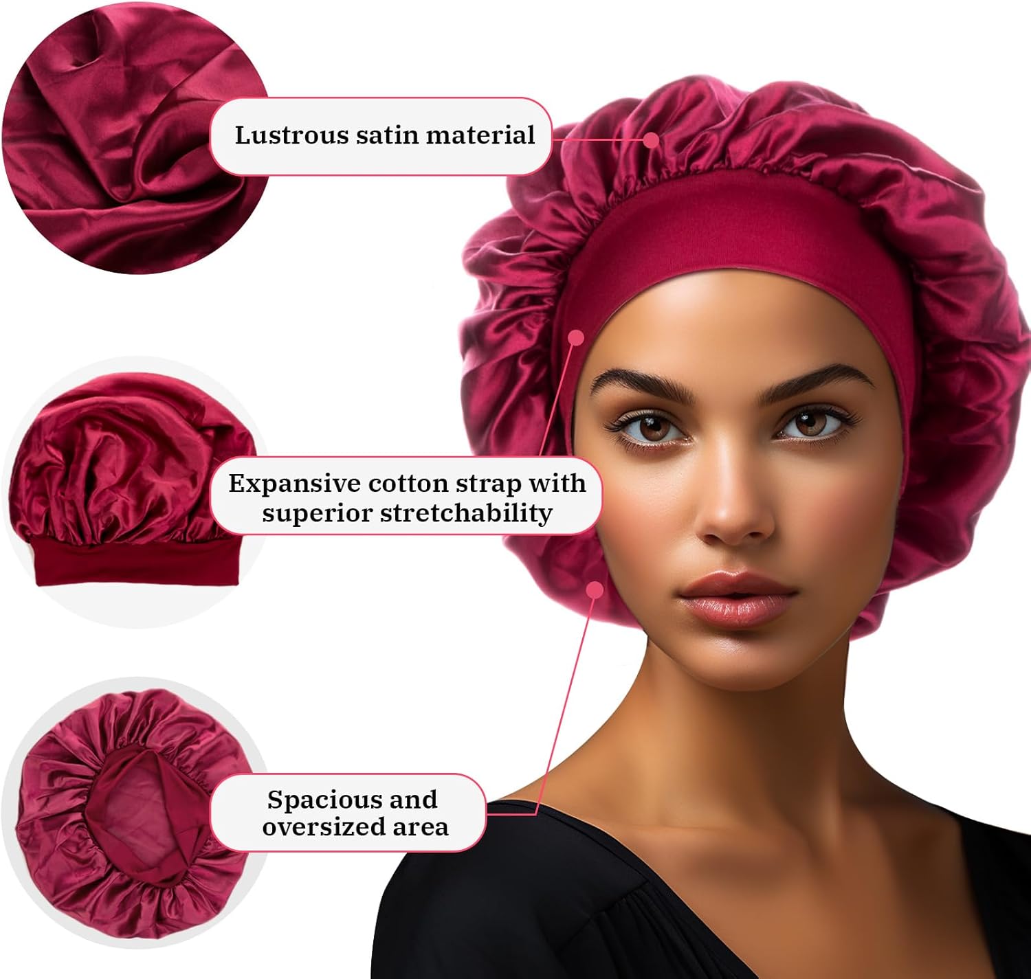 Gorro de seda para dormir, gorra de seda para dormir, gorros de satén para mujeres negras, gorra de banda ancha suave para cabello rizado