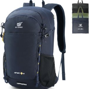 SKYSPER Mochila de senderismo de 30 L, ligera, plegable, mochila de viaje impermeable para mujeres y hombres (azul marino) SKYSPER Mochila de senderismo de 30 L, ligera, plegable, mochila de viaje impermeable para mujeres y hombres (azul marino)