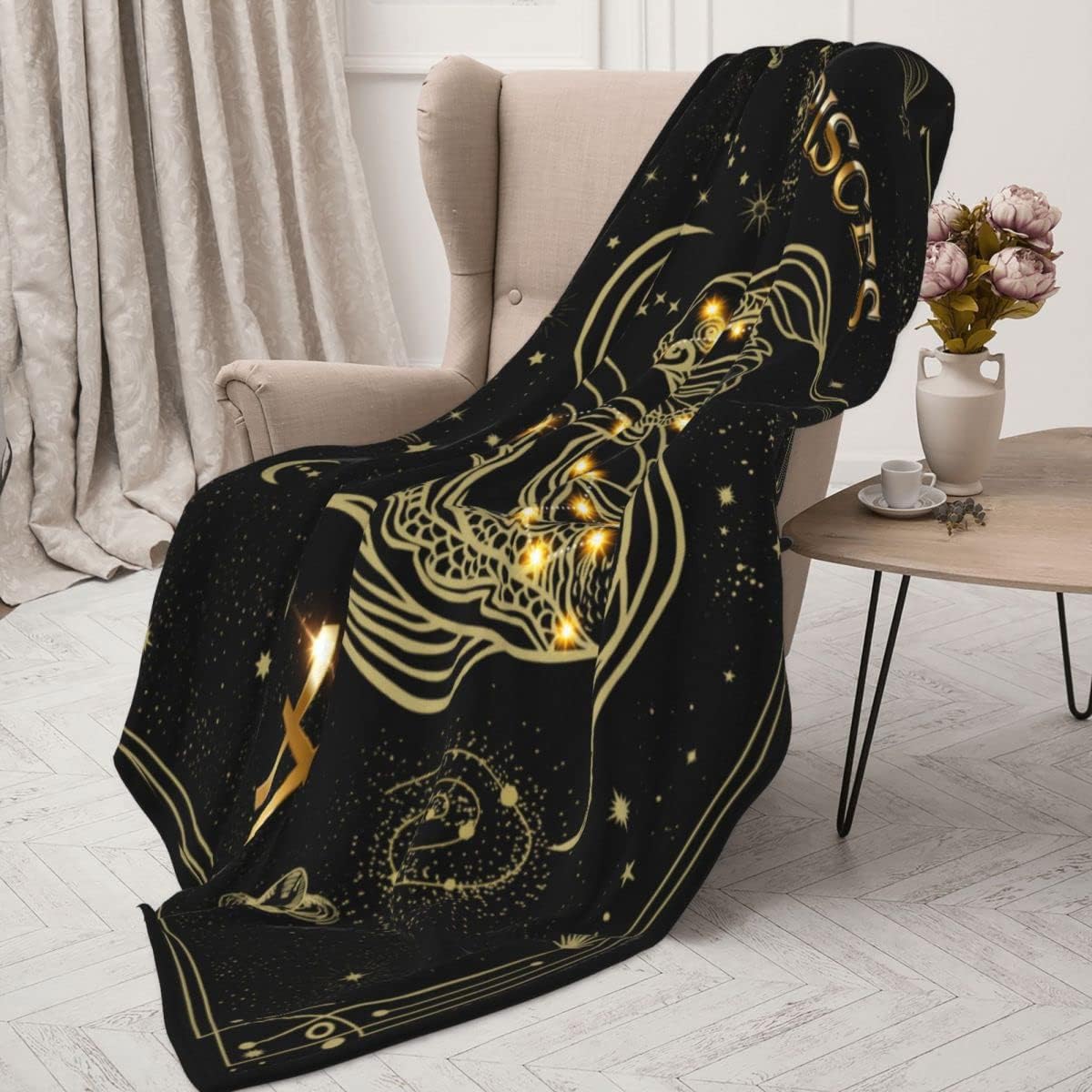 Manta de constelación de Piscis, manta de franela personalizada de 12 horóscopos, suave y acogedora, manta de franela personalizada de 50 x 40