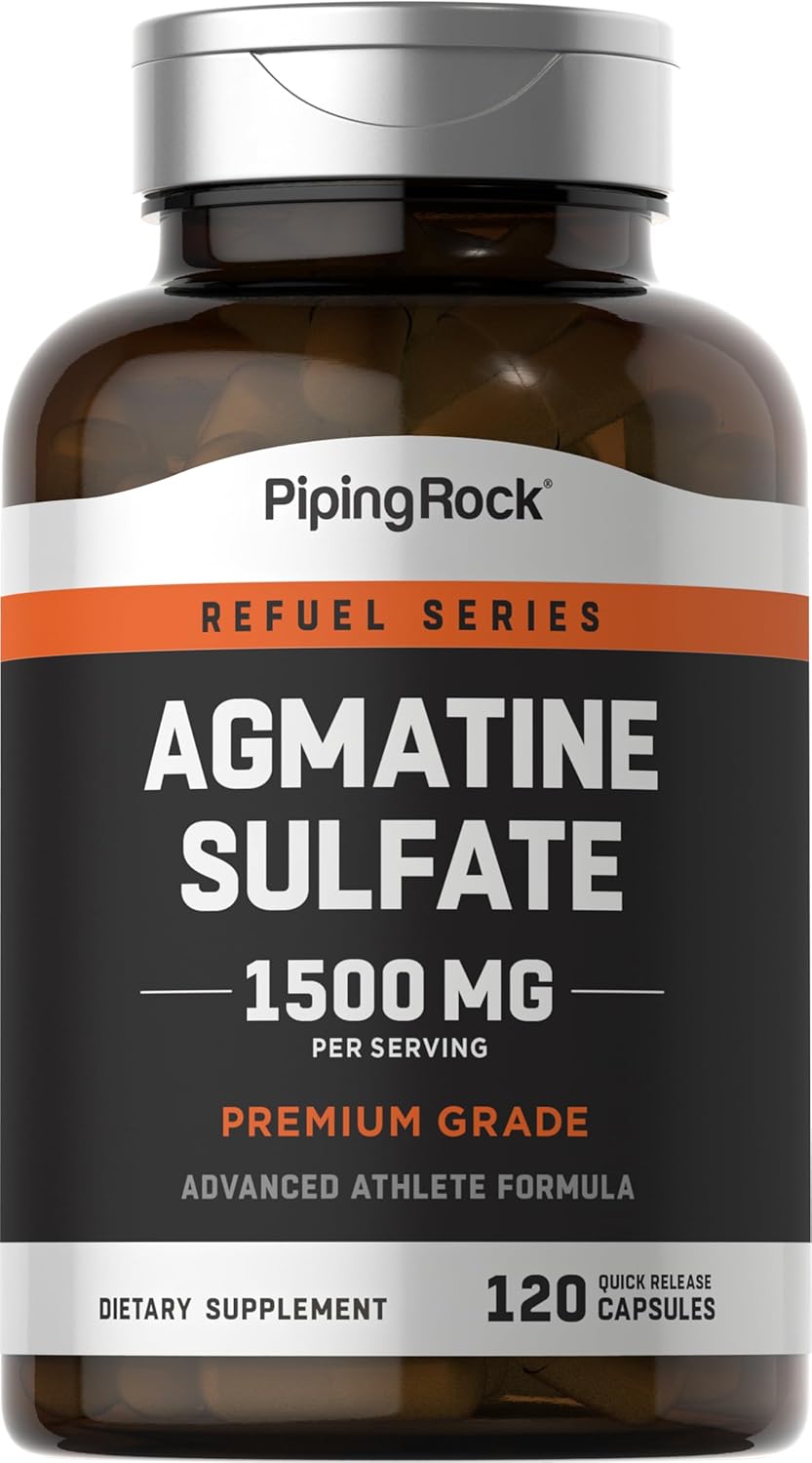 Piping Rock Sulfato de agmatina  500 mg  120 cápsulas  Suplemento sin OMG, sin gluten