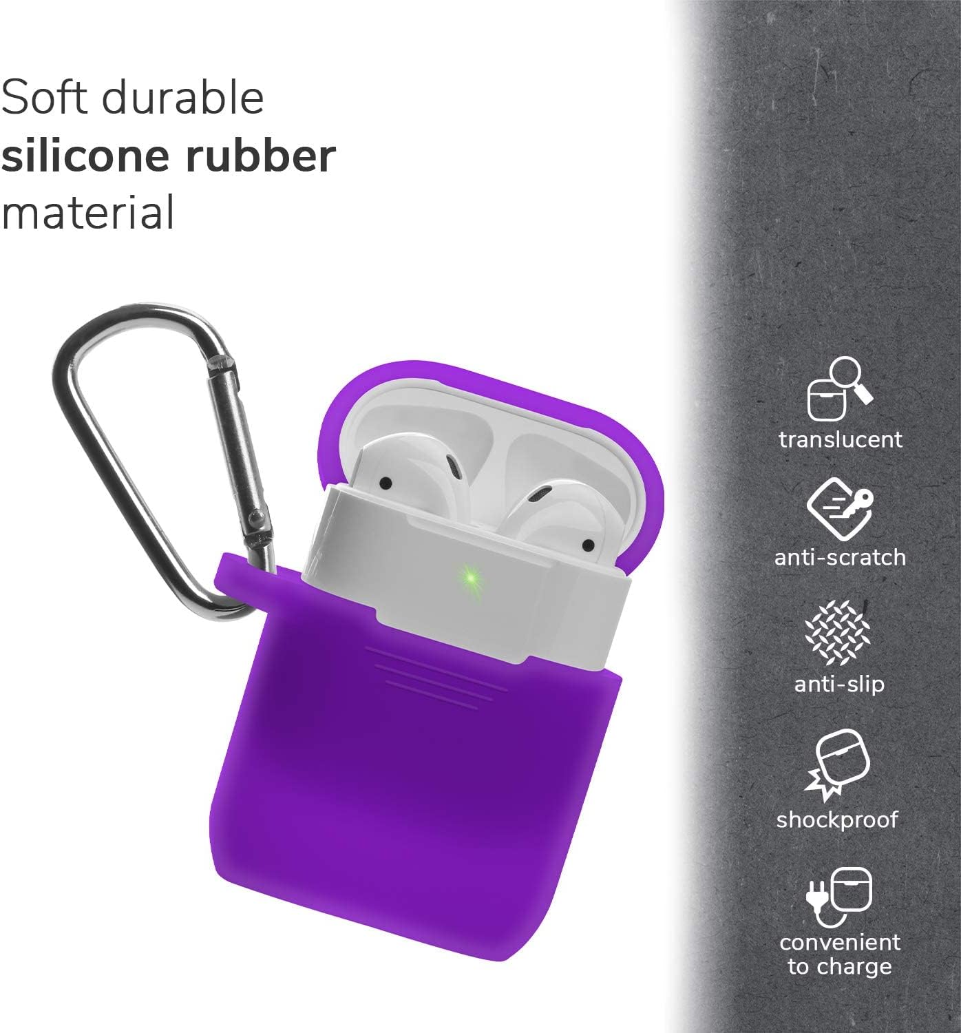 GMYLE – Funda de silicona para AirPods, fundas protectoras a prueba de golpes con llavero compatible con Apple AirPod 2 y 1