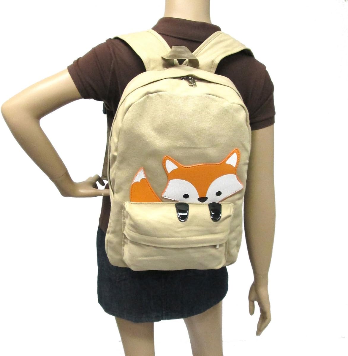 Sleepyville CrittersMochila de lona con cachorro de zorro que espía, Caqui), 85120CN
