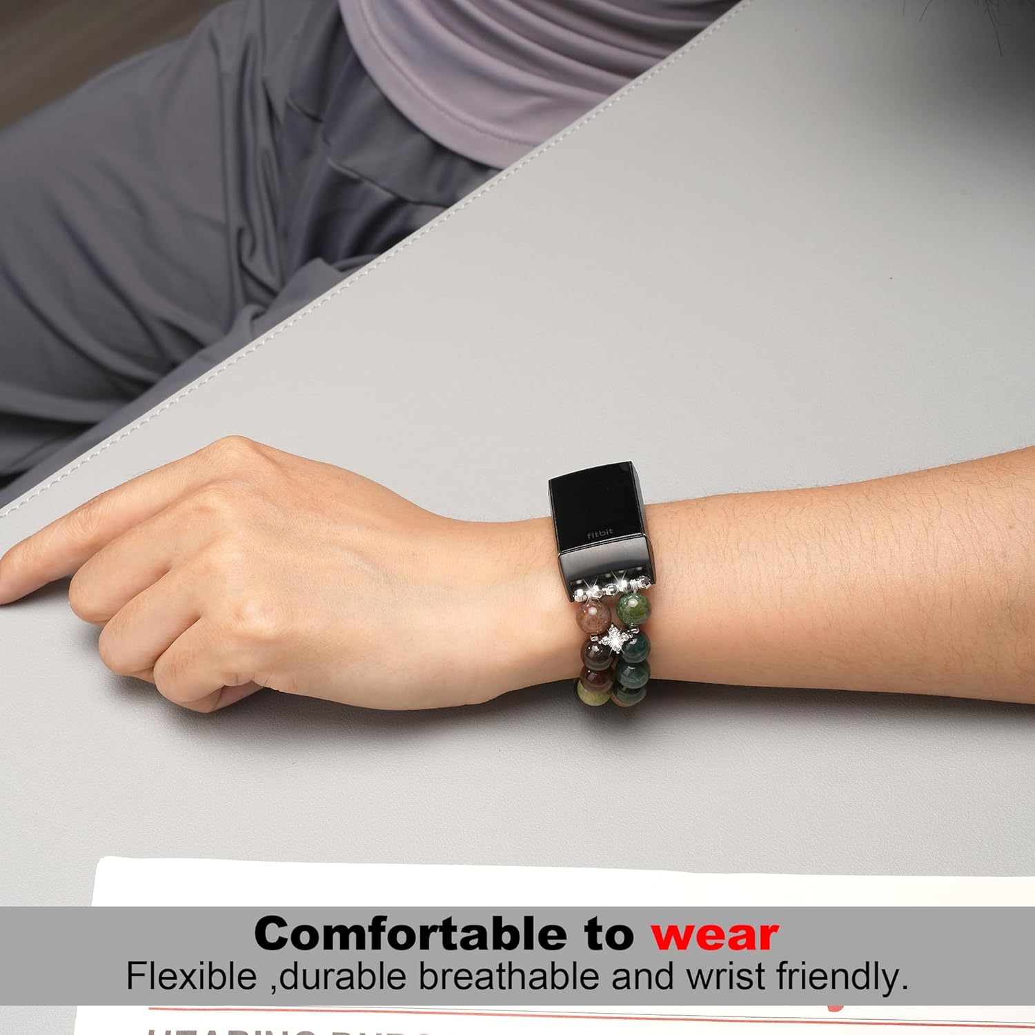 LAREDTREE Compatible con Fitbit Charge 3  Fitbit Charge 4 Bandas para mujer, pulsera elástica de perlas de repuesto Fit Bit Charge 34 hr, accesorios