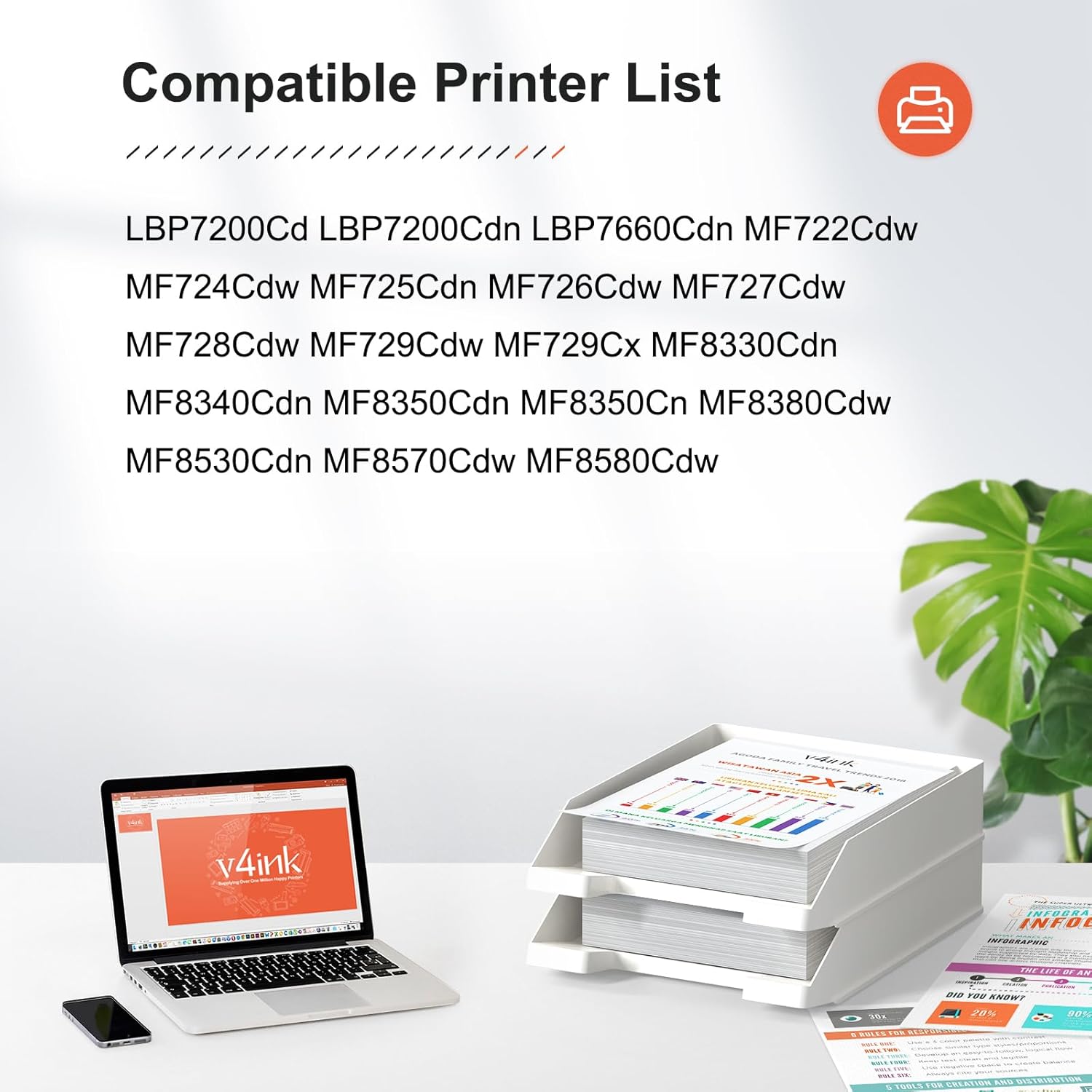 v4ink Cartuchos de tóner remanufacturados de repuesto para Canon 118 crg-118 CRG118 HP 304A Toner para Canon ImageClass MF726Cdw MF8350CDN MF8580Cdw
