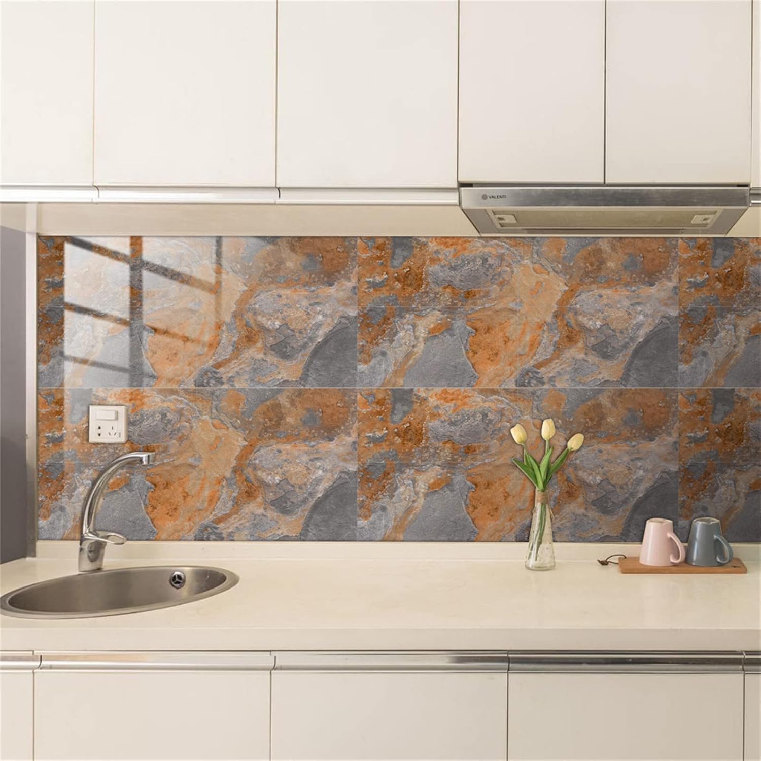 4 hojas autoadhesivas de azulejos de mosaico de metal autoadhesivos para salpicaduras de cocina y baño
