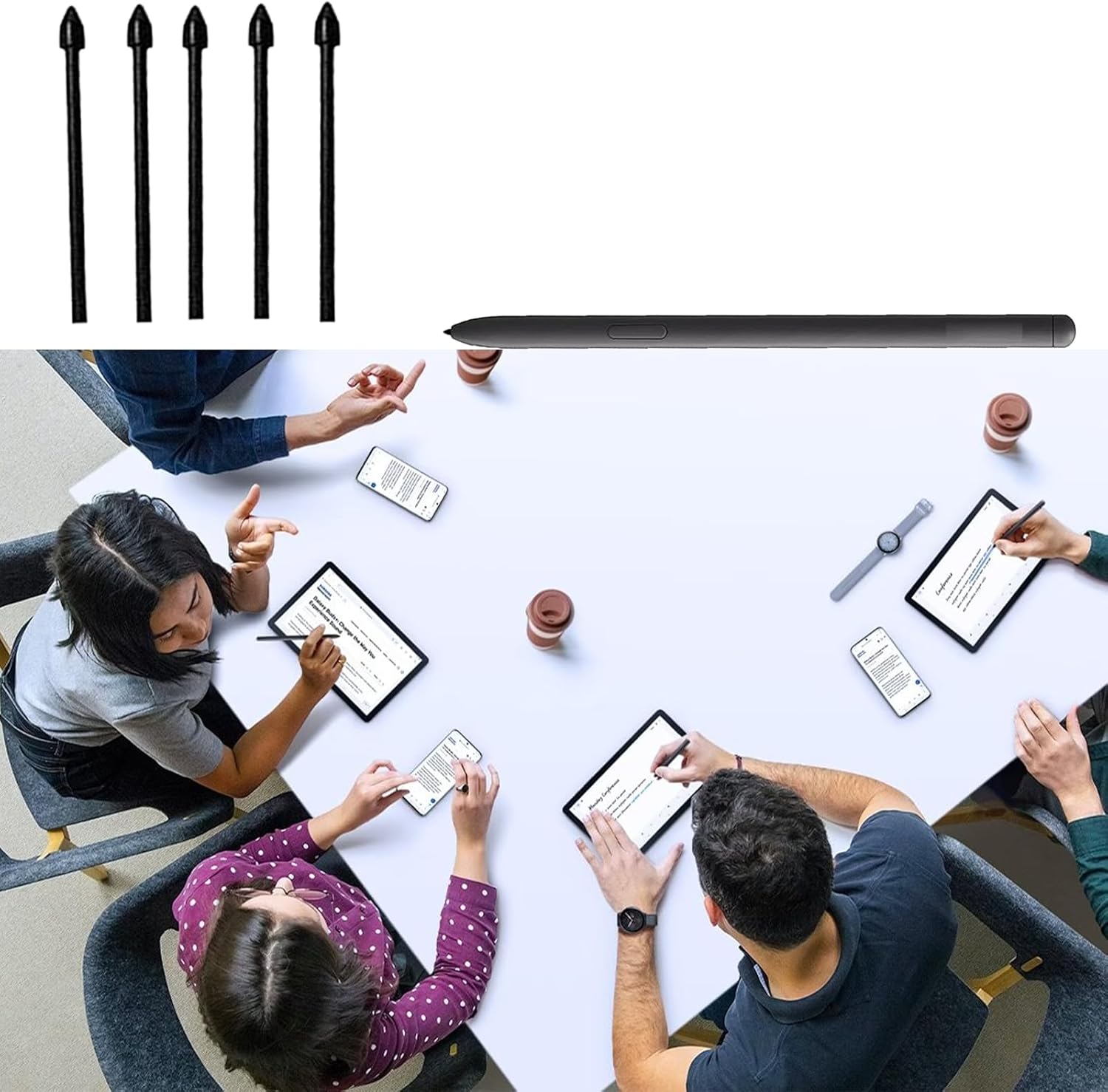 Paquete de 5 puntas de repuesto negras Tab S6 Lite para bolígrafo compatibles con Samsung Galaxy Tab S6 Lite, puntas de repuesto + 1 pinza