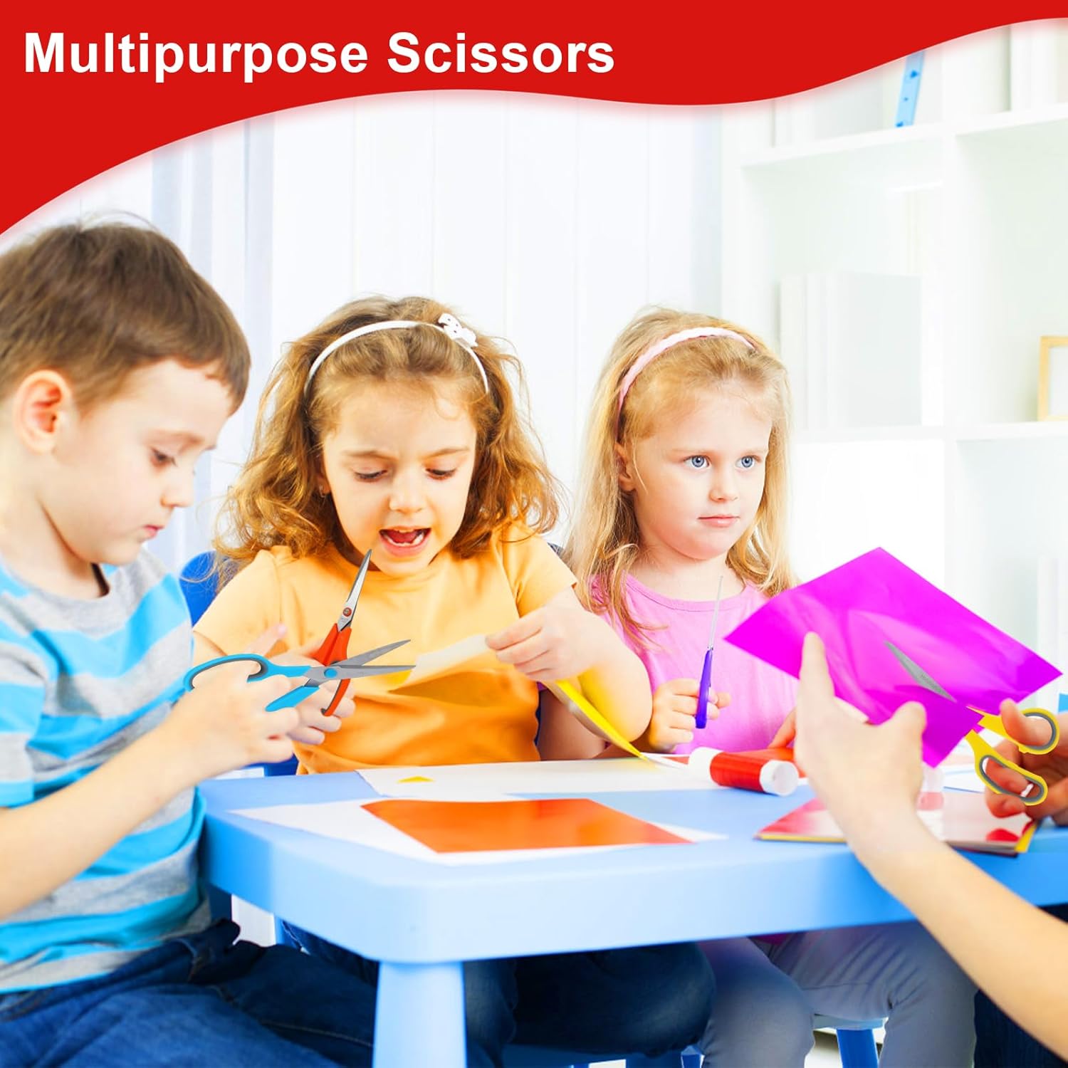 Hnncugty – Tijeras de 8 pulgadas multiusos a granel, paquete de 6, tijeras afiladas para oficina, hogar, escuela, profesor, estudiantes, adultos,