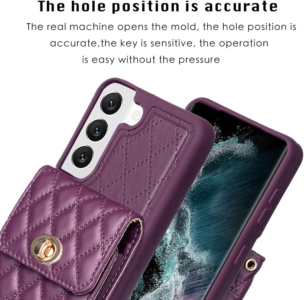 Asuwish Funda de teléfono para Samsung Galaxy S22 5G Funda tipo cartera con ranura para tarjeta de crédito, correa cruzada para el hombro, cordón