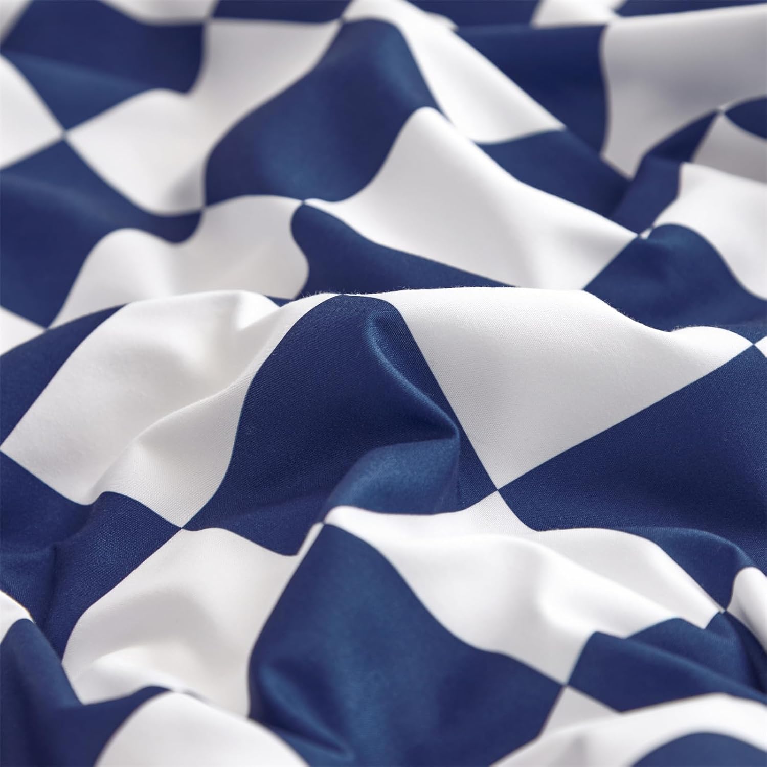 Juego de edredón de cuadrícula azul real y blanco, juego de ropa de cama a cuadros azul real para niñas, juego de edredón transpirable para niños,