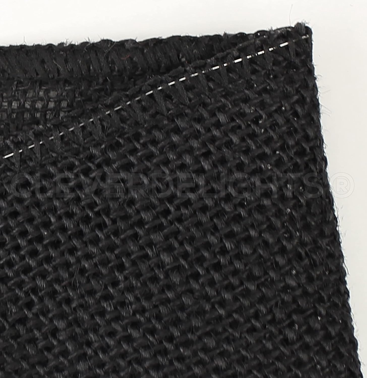 CleverDelights Cinta de arpillera negra de 4 pulgadas, bordes con alambre, 10 yardas, tela de arpillera de yute