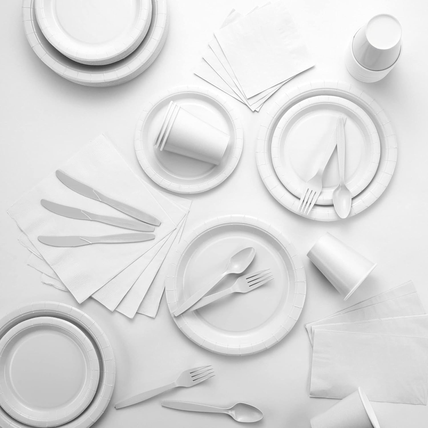 Platos llanos de papel blancos, platos de papel desechables de 8 12 pulgadas, platos desechables fuertes y resistentes para fiestas, cenas,