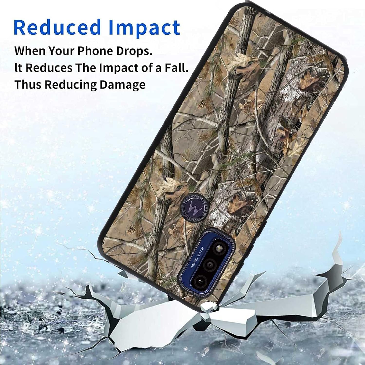 Compatible con Motorola Moto G Pure Camouflage Case, diseño de camuflaje de grano de madera vieja para moto, mujeres y hombres, funda protectora a
