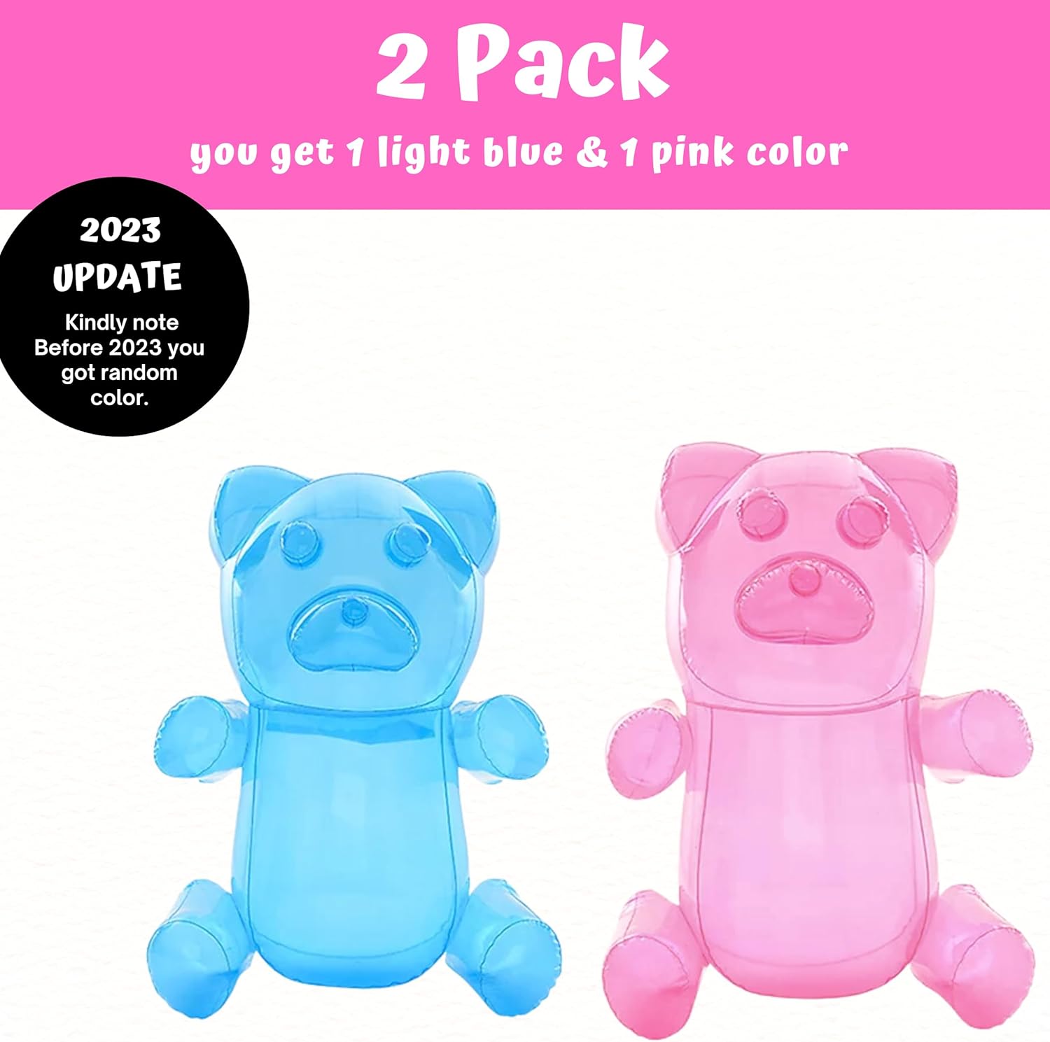 2 ositos inflables de gomita de 24 pulgadas, decoraciones de fiesta de Candyland para niñas, recuerdos de fiesta de cumpleaños, piruleta de dos