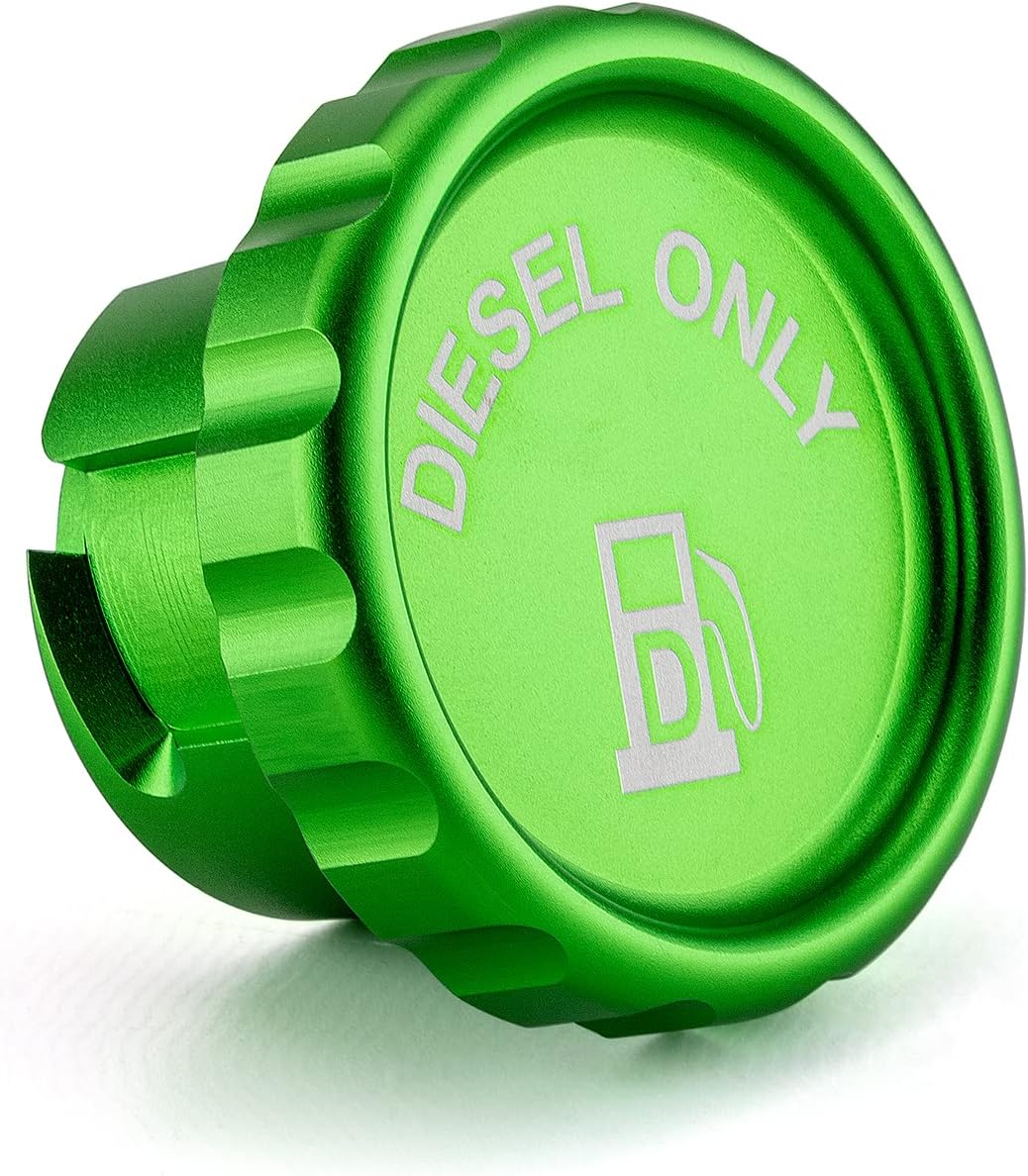WeiSen Tapa de combustible diésel de aluminio compatible con Dodge Ram 1500 2500 3500 2019-2023 verde magnético