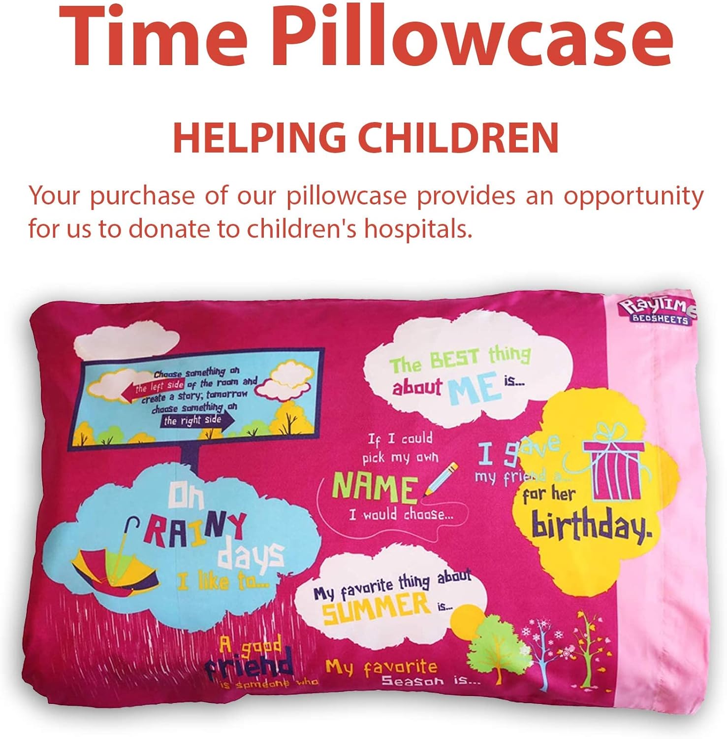 playtime edventures – Funda de almohada rosa de cuentos  Juega, aprende y duerme  Súper divertida para niños y adolescentes  Más de 20 mensajes