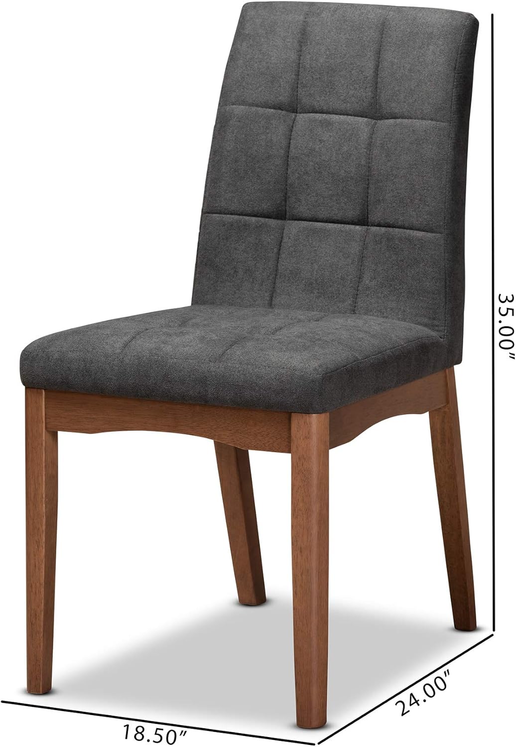 Baxton Studio Tara – Juego de sillas de comedor de 2 piezas con acabado de madera gris oscuro de transición y tapizada de tela gris oscuro