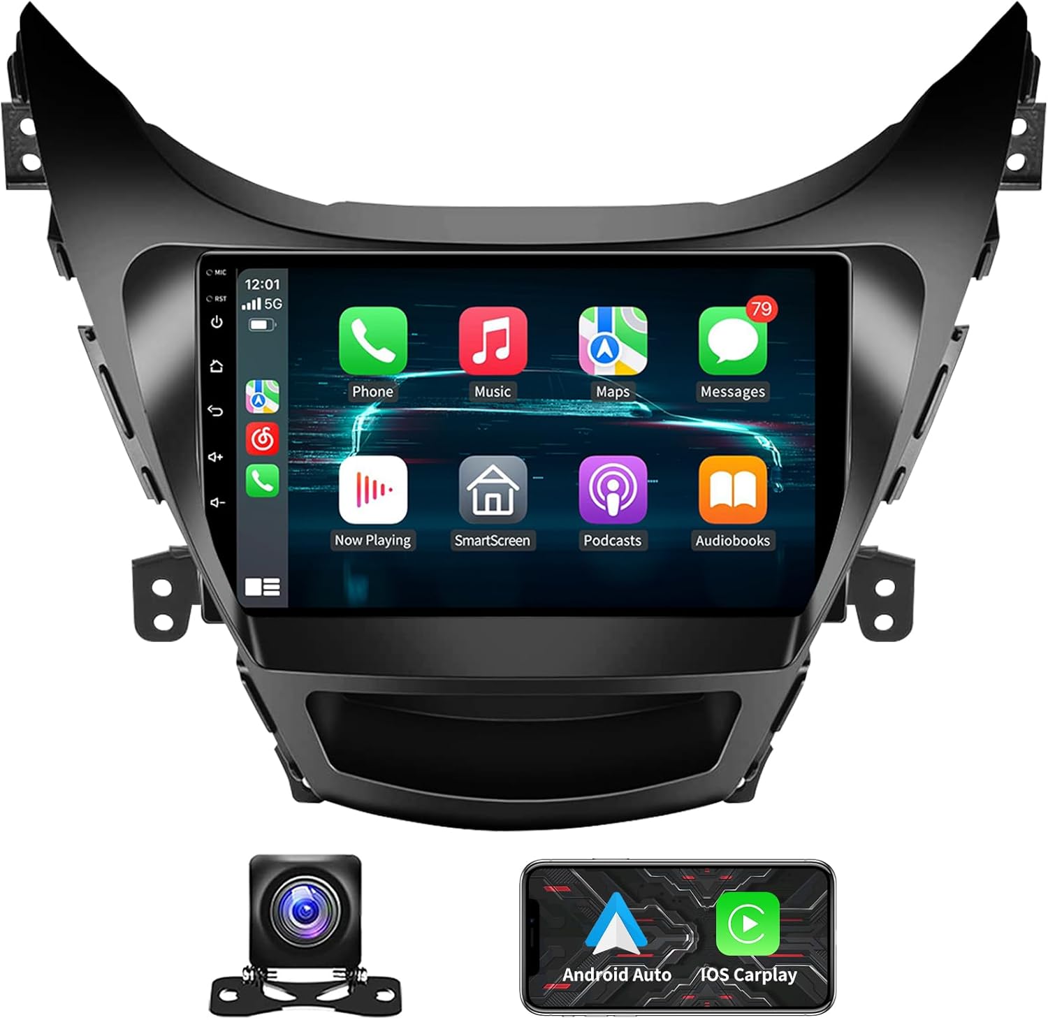 5GWIFI 4G+32G Android 13 Radio estéreo de coche para Hyundai Elantra 2011 2012 2013,9.2 ” pantalla táctil radio de coche con inalámbrico Carplay