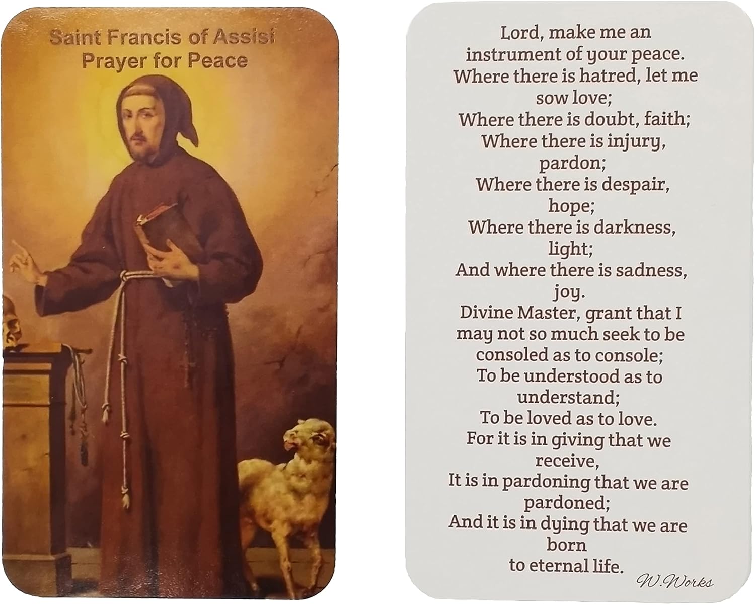 Westmon Works Paquete de 10 tarjetas de oración de San Francisco con oración por la paz, paquete a granel de santo patrón católico de Asís