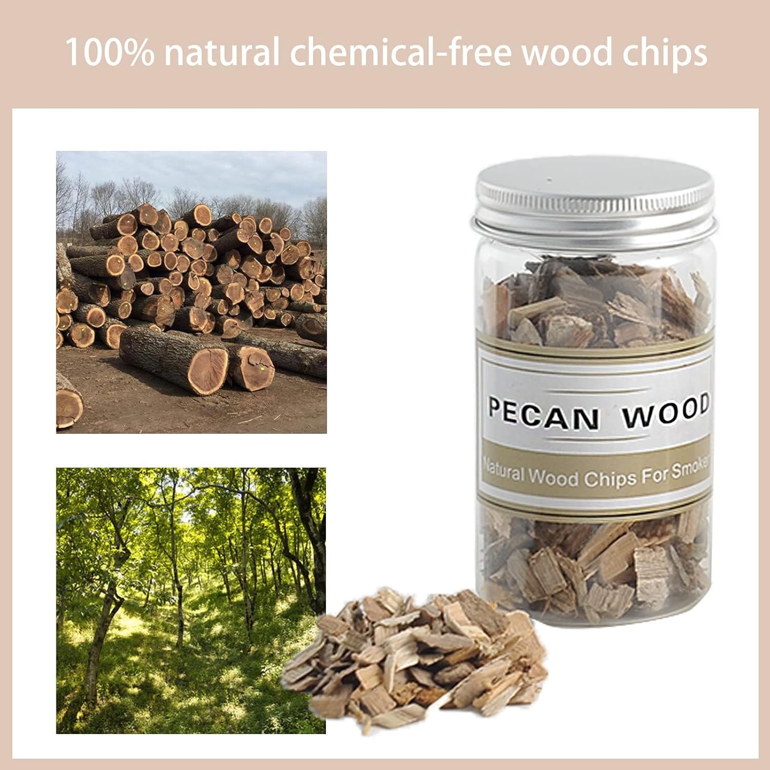 Chips de madera para ahumar, paquete variado, 8 onzas de manzana, cereza, nuez, roble, nogal y haya, sabor natural, chips de madera para barbacoa,