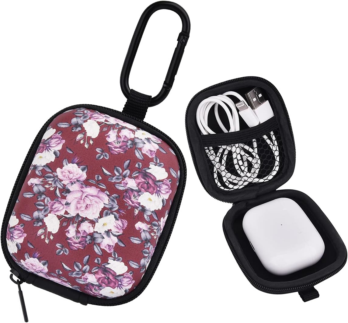 AIRSPO – Funda para auriculares, funda organizadora de auriculares, funda de transporte pequeña, bolsa de almacenamiento de EVA dura, a prueba de