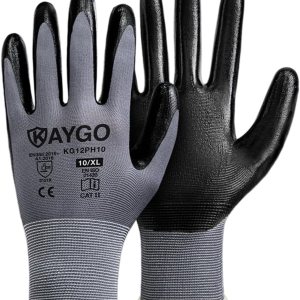 KAYGO Guantes de trabajo con revestimiento de nitrilo, 6 pares KG12N, guantes de trabajo de seguridad con buen agarre para hombres y mujeres, KAYGO Guantes de trabajo con revestimiento de nitrilo, 6 pares KG12N, guantes de trabajo de seguridad con buen agarre para hombres y mujeres,