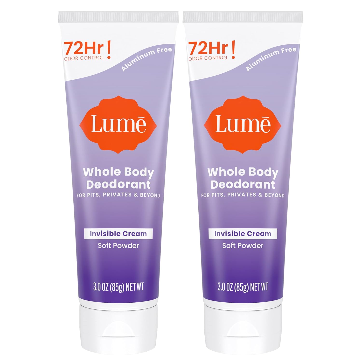 Lume – Desodorante para todo el cuerpo, Tubo de crema invisible, control de olores por 72 horas, sin aluminio, sin bicarbonato de sodio, seguro para