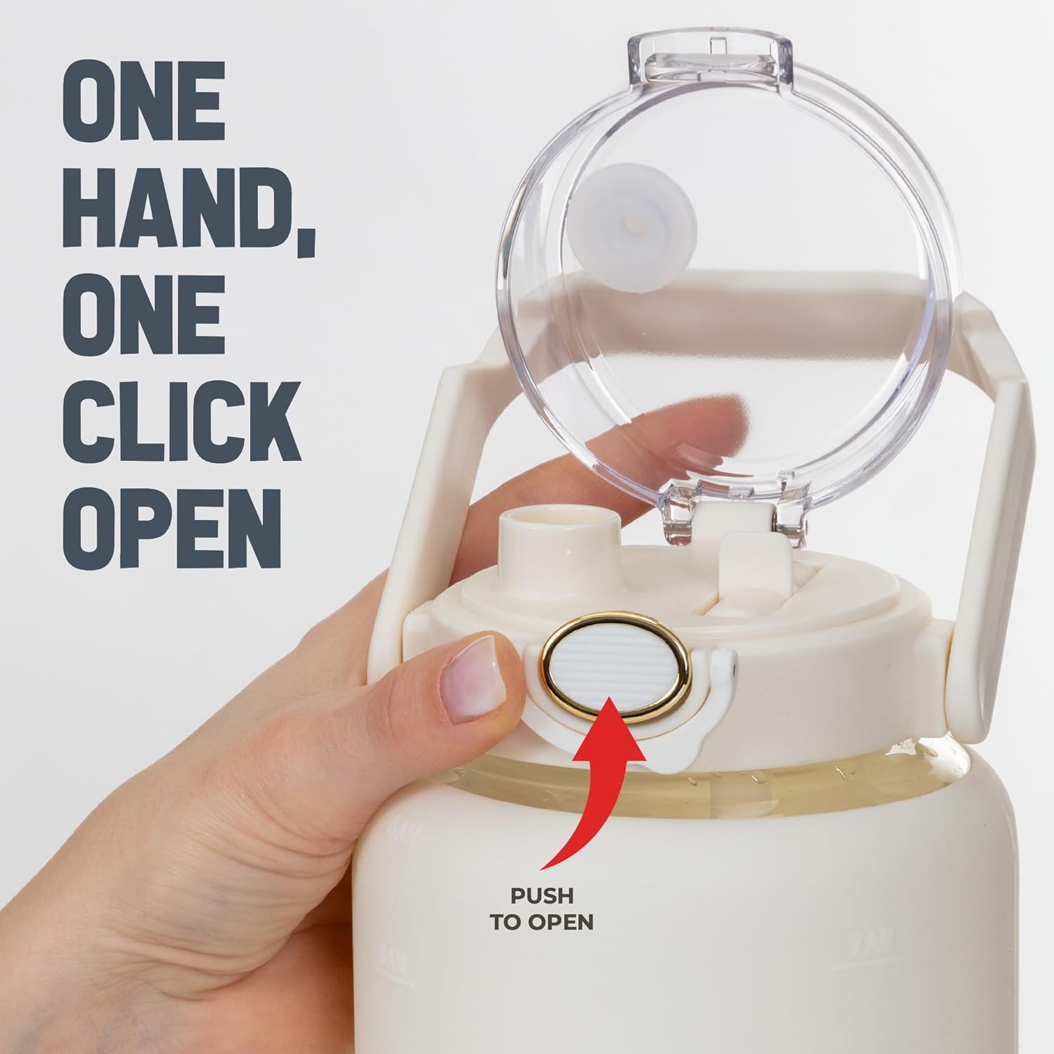 Botella de agua de vidrio de 64 onzas  Botella de agua blanca con popote y marcador de tiempo  Botella de agua de medio galón con medidas y funda de