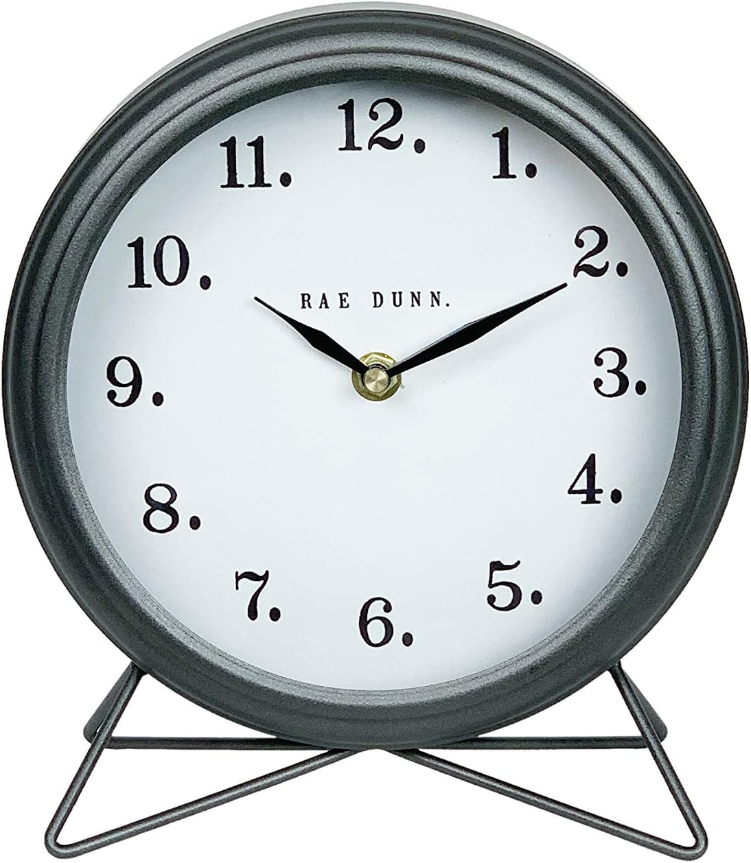 Rae Dunn Reloj de escritorio, funciona con pilas, diseño rústico moderno, mango superior para dormitorio, oficina, cocina, pequeña pantalla