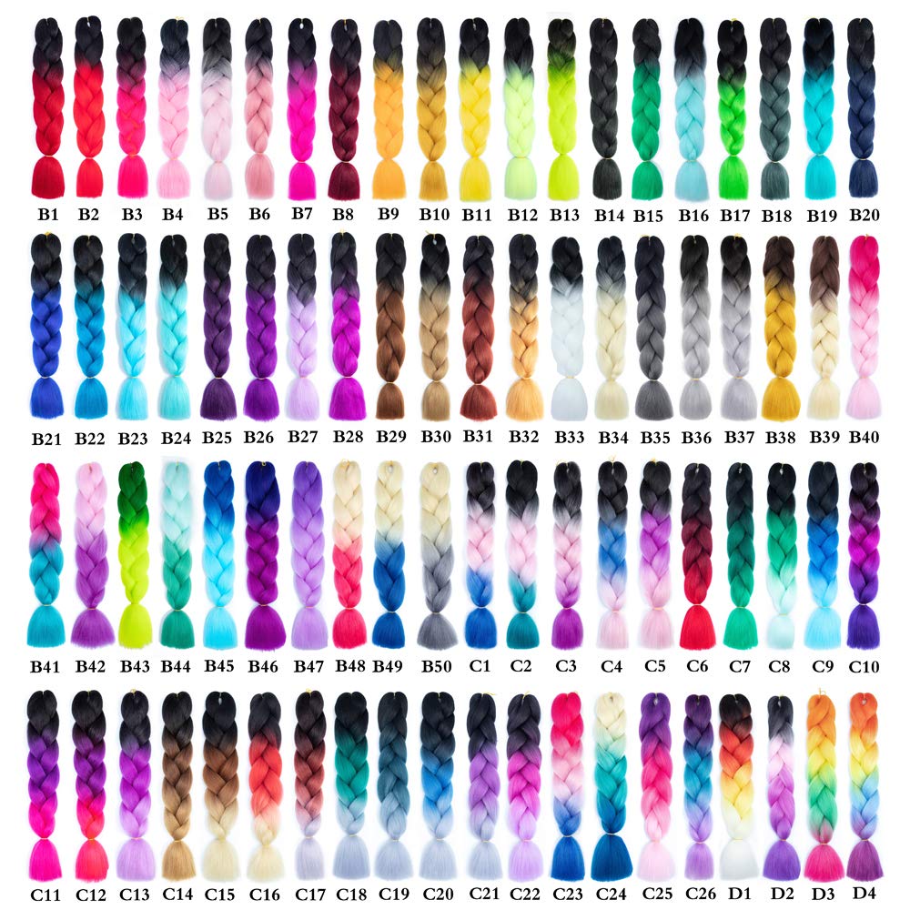 6 juegos de extensiones de cabello Kanekalon trenzado y sombreado, pelo de fibra sintética de alta temperatura de 24 pulgadas para trenzas crochet