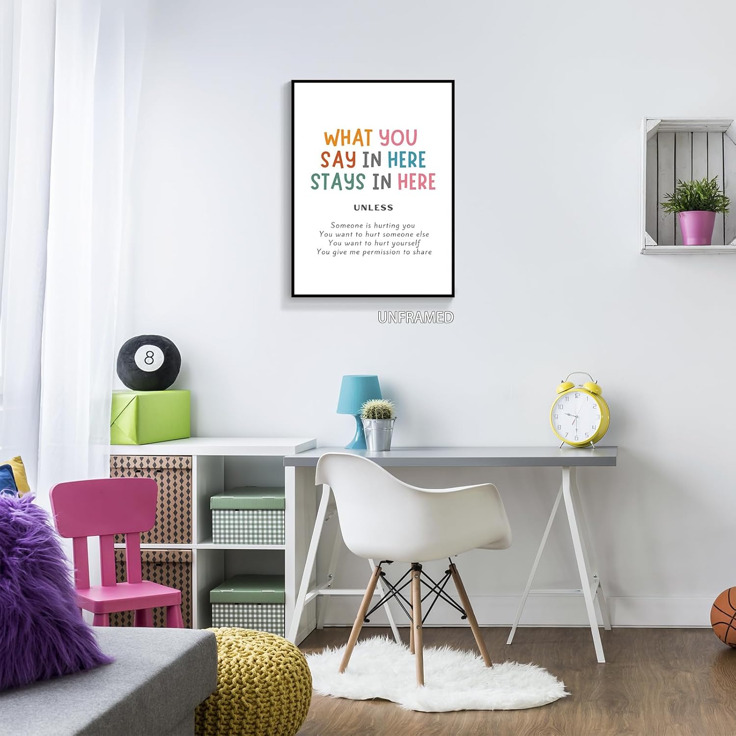 xbsifyiooa Póster de confidencialidad What You Say In Here Stays In Here, psicología de la salud mental, terapia de oficina, arte de pared,