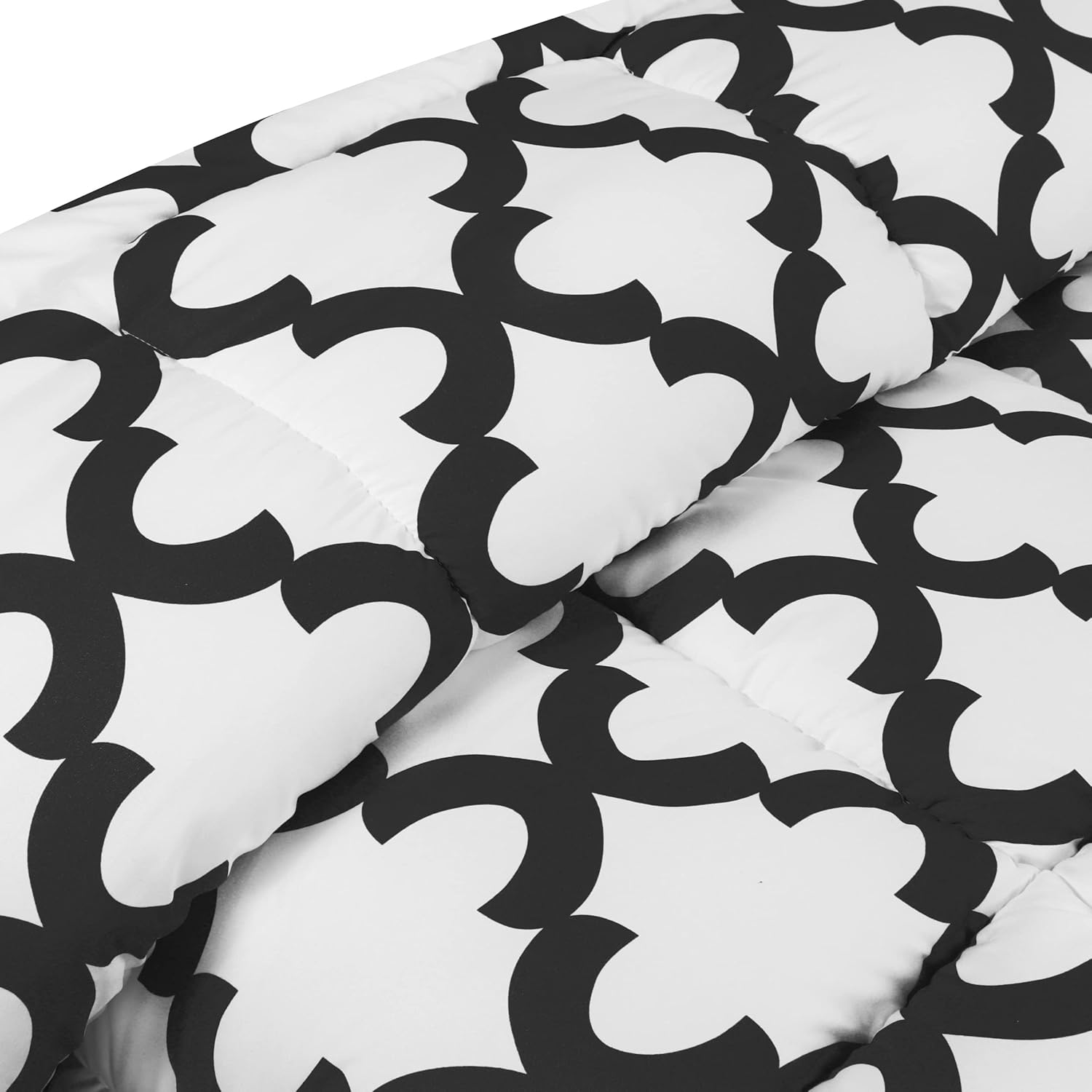Utopia Bedding – Juego de edredón estampado (Blanco, negro, Queen) con 2 fundas de almohada – Lujosa microfibra cepillada – Edredón alternativo al