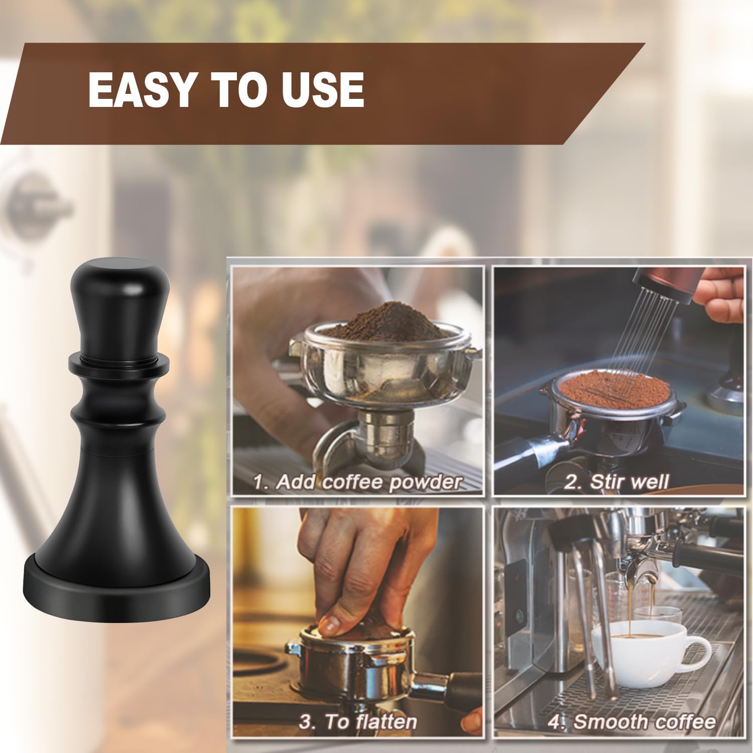 2 en 1 herramienta WDT mejorada Espresso con base de ondulación de café, juego de herramientas de distribución de expreso, 10 agujas de acero