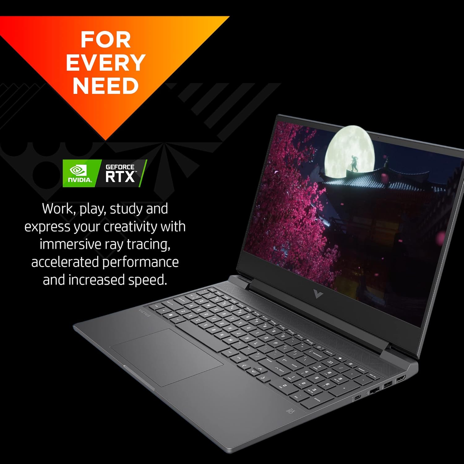 Portátil Victus 15, pantalla FHD IPS de 144 Hz, tiempo de respuesta de 9 ms, Intel Core i7-13700H, 16 GB RAM, SSD de 512 GB, GPU NVIDIA GeForce RTX