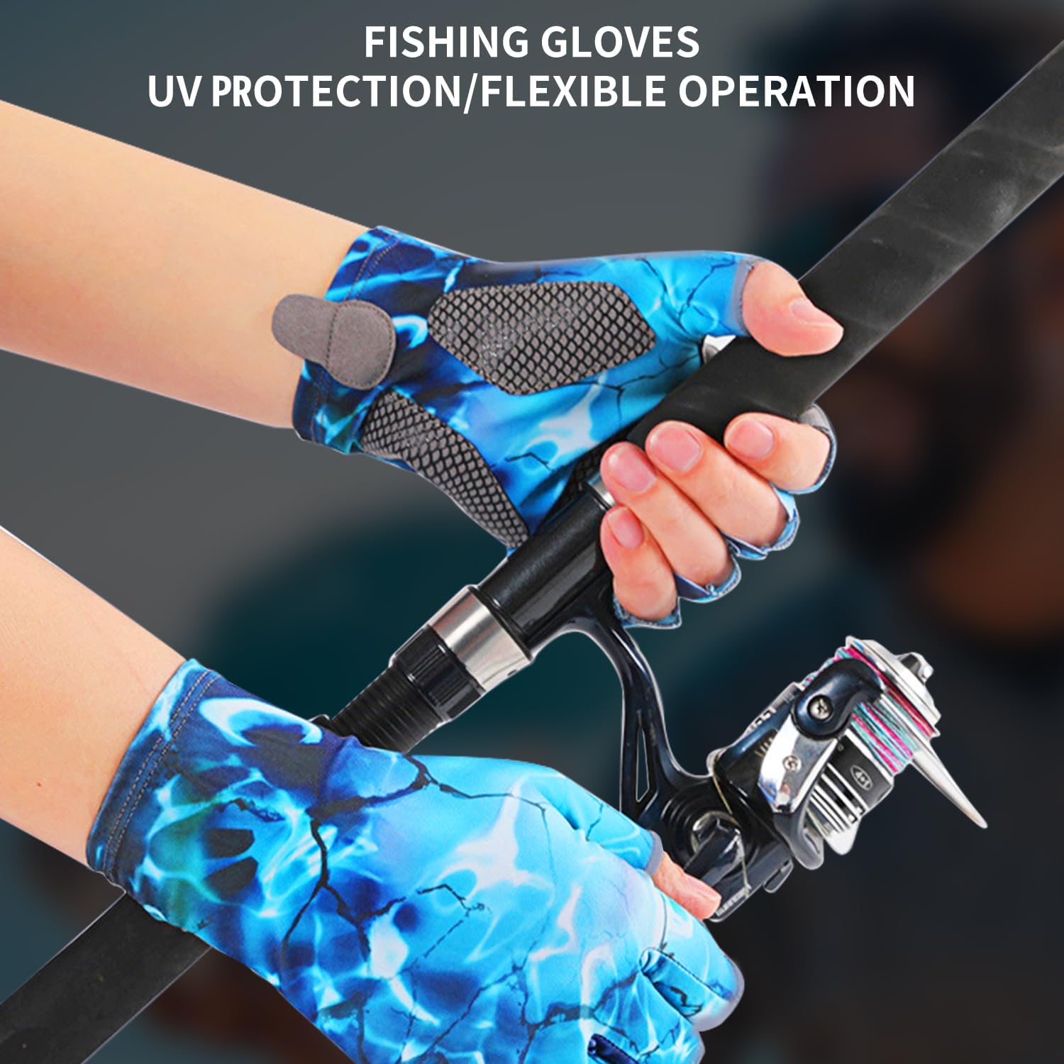 Guantes solares UPF 50+, guantes de pesca, protección solar sin dedos, protección UV, guantes de pesca para hombres y mujeres para kayak,