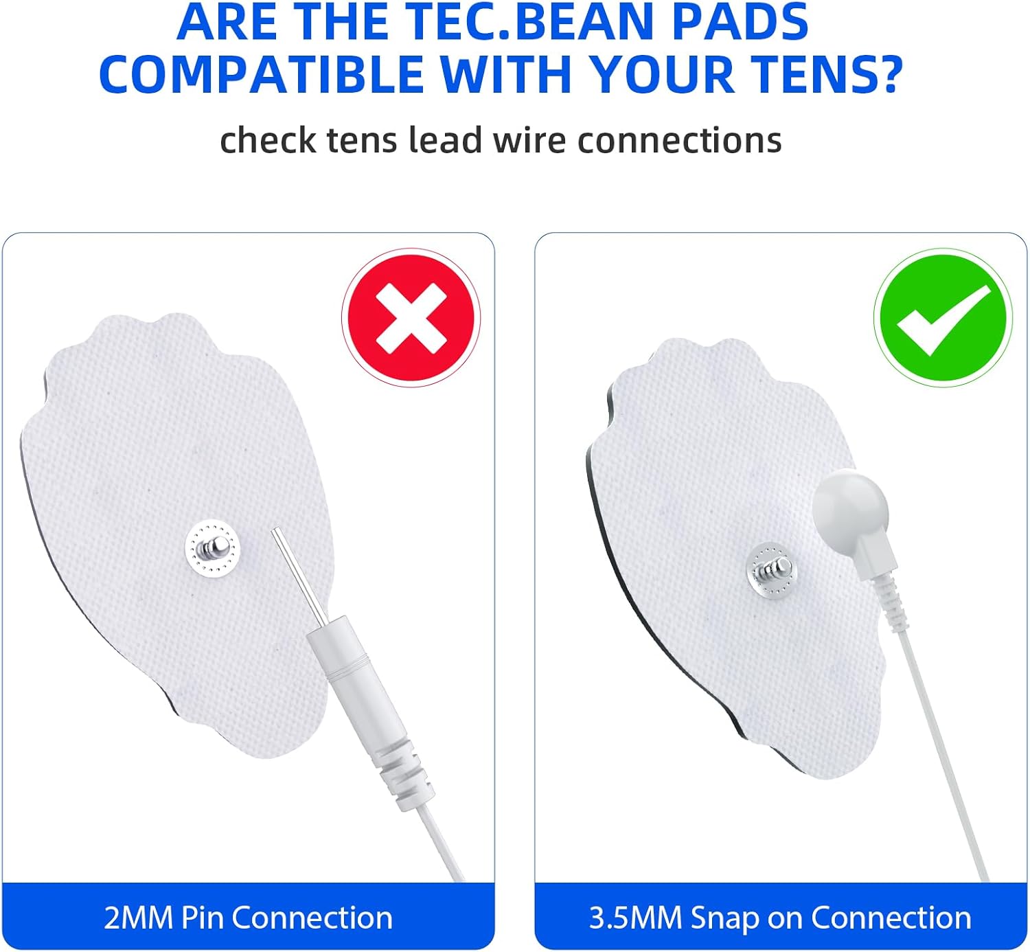 Paquete de 20 almohadillas de repuesto para unidades TENSEMS para más de 30 veces de uso, juego de almohadillas de electrodo TENS sin látex TEC.BEAN