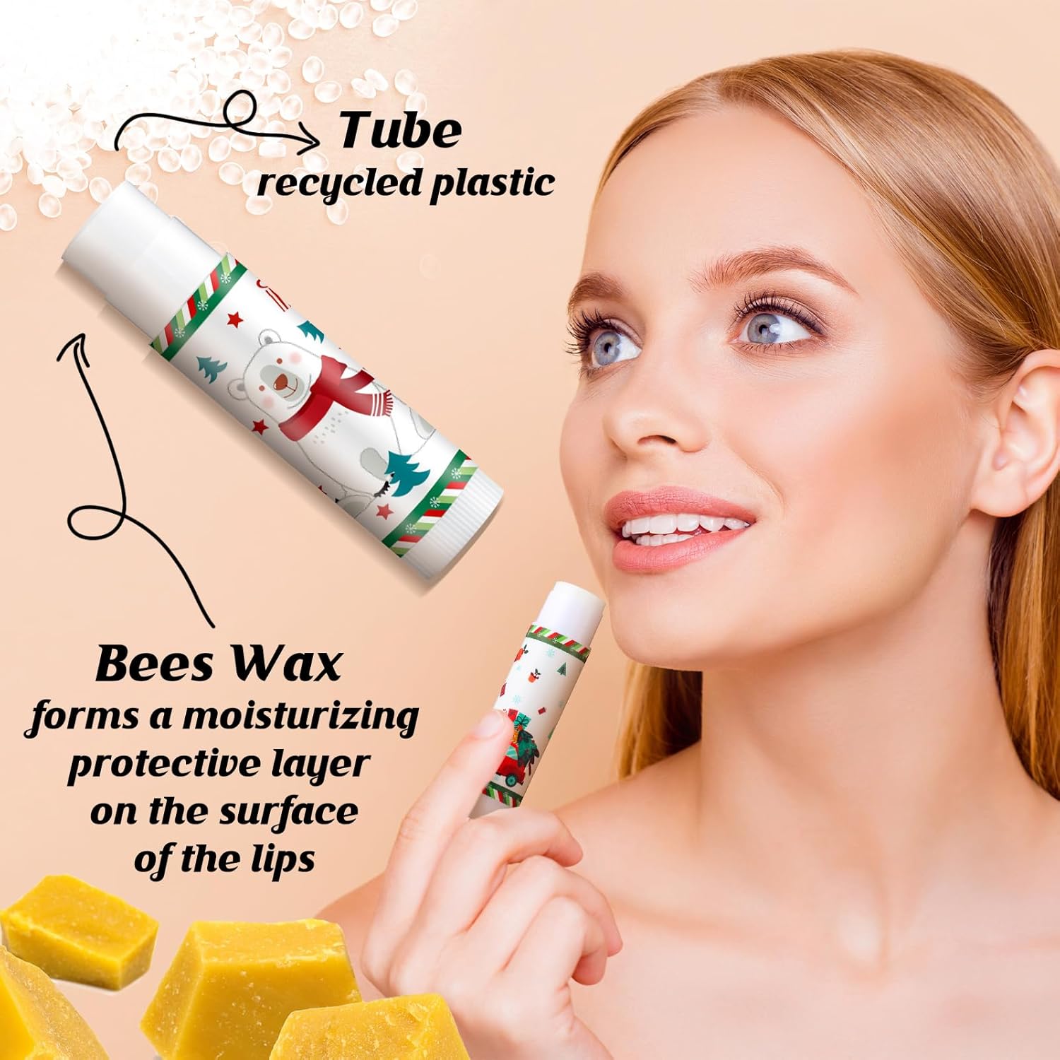 Swiffen Bálsamos labiales de Navidad, 100 unidades de bálsamos hidratantes de labios de frutas a granel, juego de bálsamos para el cuidado de los