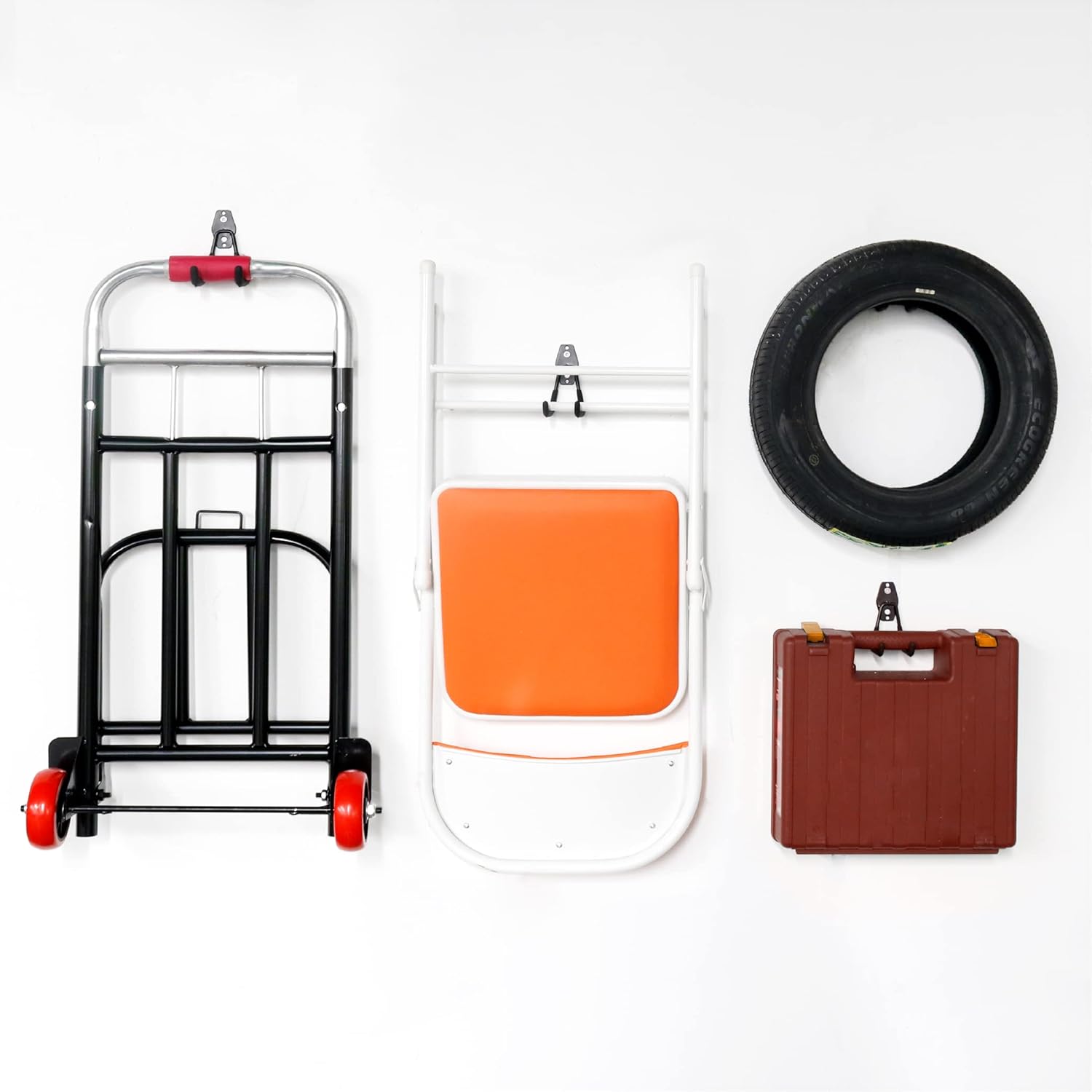 HUHOLE Ganchos de garaje resistentes de 4 piezas, ganchos de pared de garaje, ganchos colgantes de garaje para bicicleta, escalera, artículos