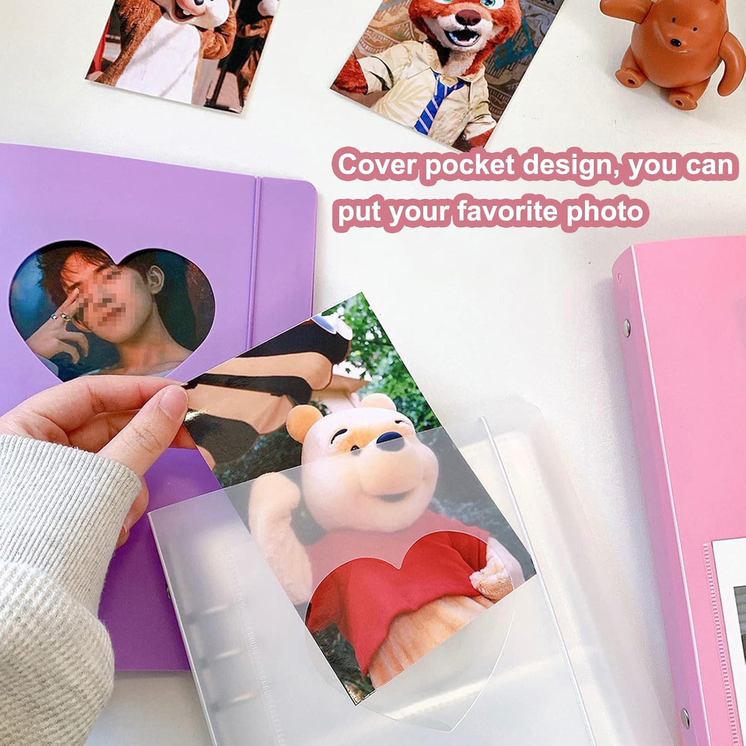 SZHTSWU Kpop – Carpeta para tarjetas fotográficas A5, 20 hojas, 160 bolsillos, álbum de fotos de 3 pulgadas en hojas sueltas, recargable, 6 anillas,