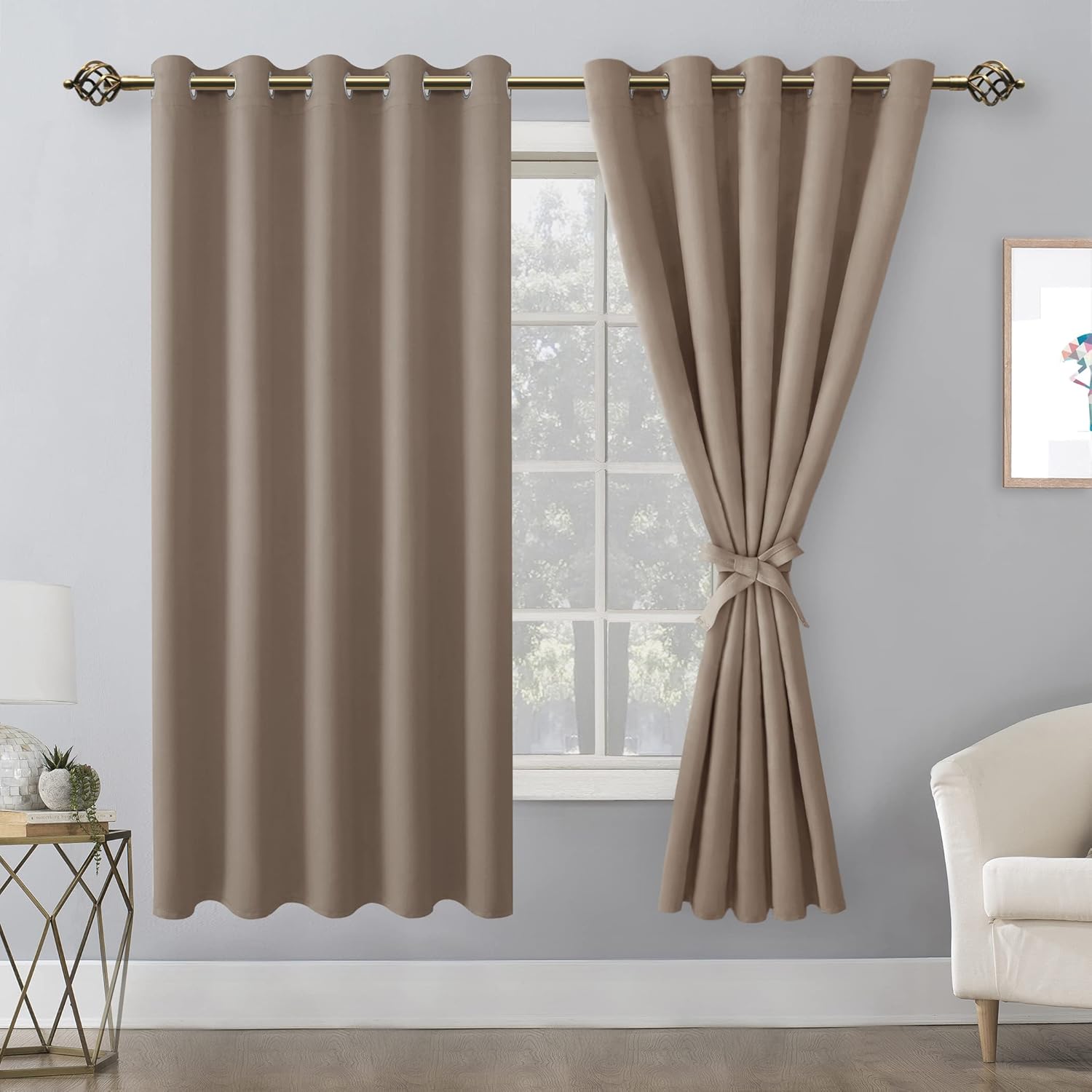 Hiasan Cortinas opacas con ojales para dormitorio, 60 x 72 pulgadas, cortinas de ventana con aislamiento térmico y bloqueo de luz para sala de