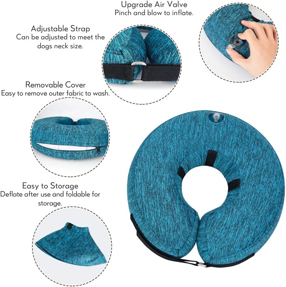 MIDOG Cono estilo collar para perros para después de la cirugía, collar inflable suave para mascotas, perros y gatos para evitar que las mascotas