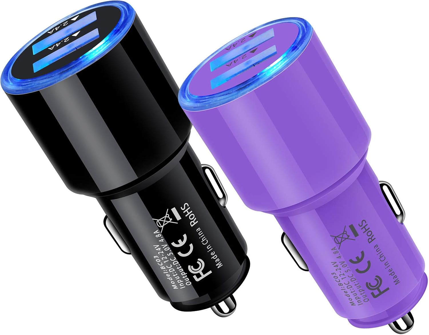 Cargador de coche dual de 24W 4.8A de carga rápida para Samsung Galaxy S24FES24 UltraS24 PlusS23 UltraS23FES22A16A15A23A24A54A54A53A34A14A35A55A06,