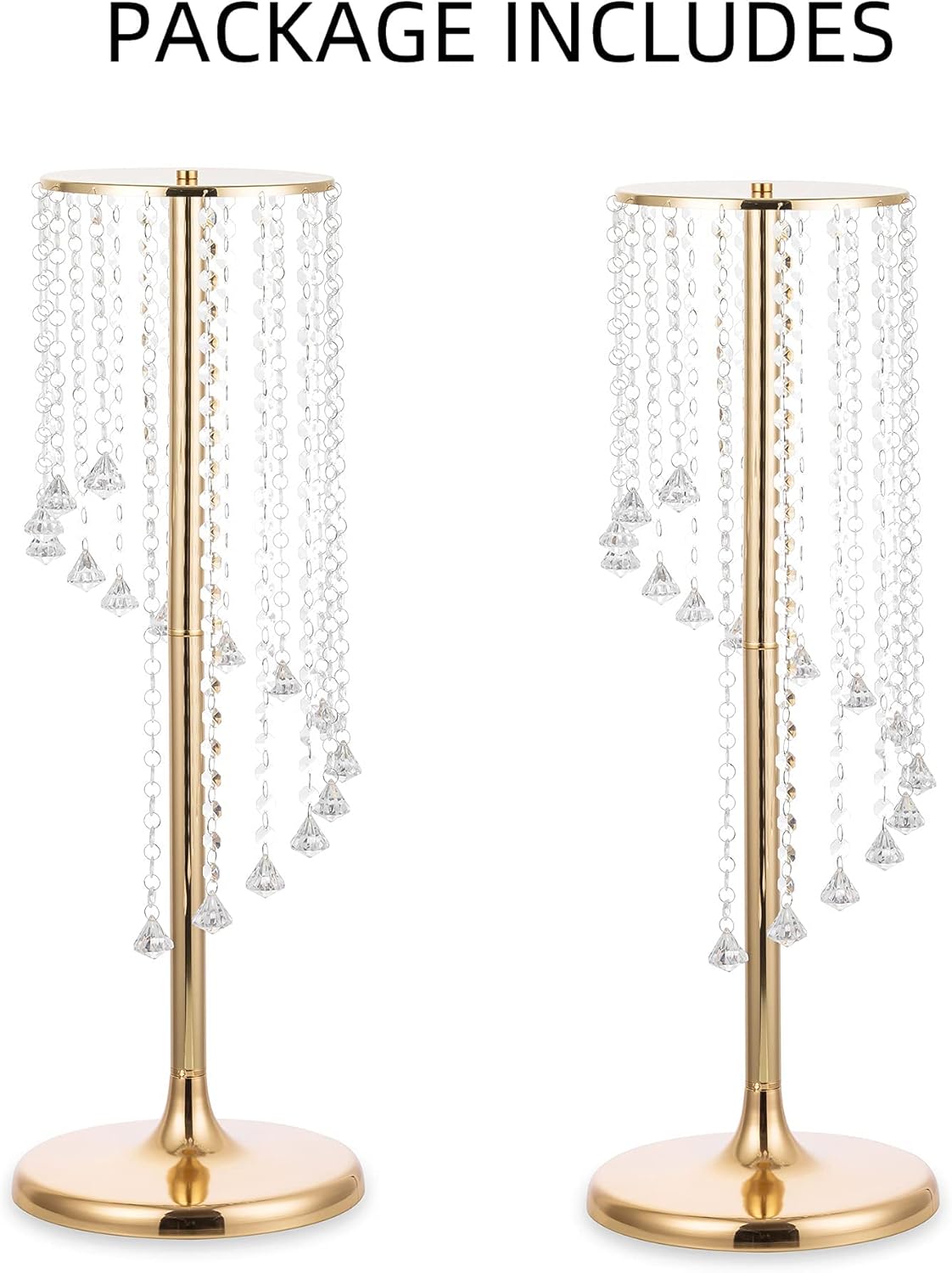 Nuptio 2 centros de mesa de boda de 27.6 pulgadas de alto, jarrones dorados, jarrón de flores de cristal, soporte de flores de metal para decoración