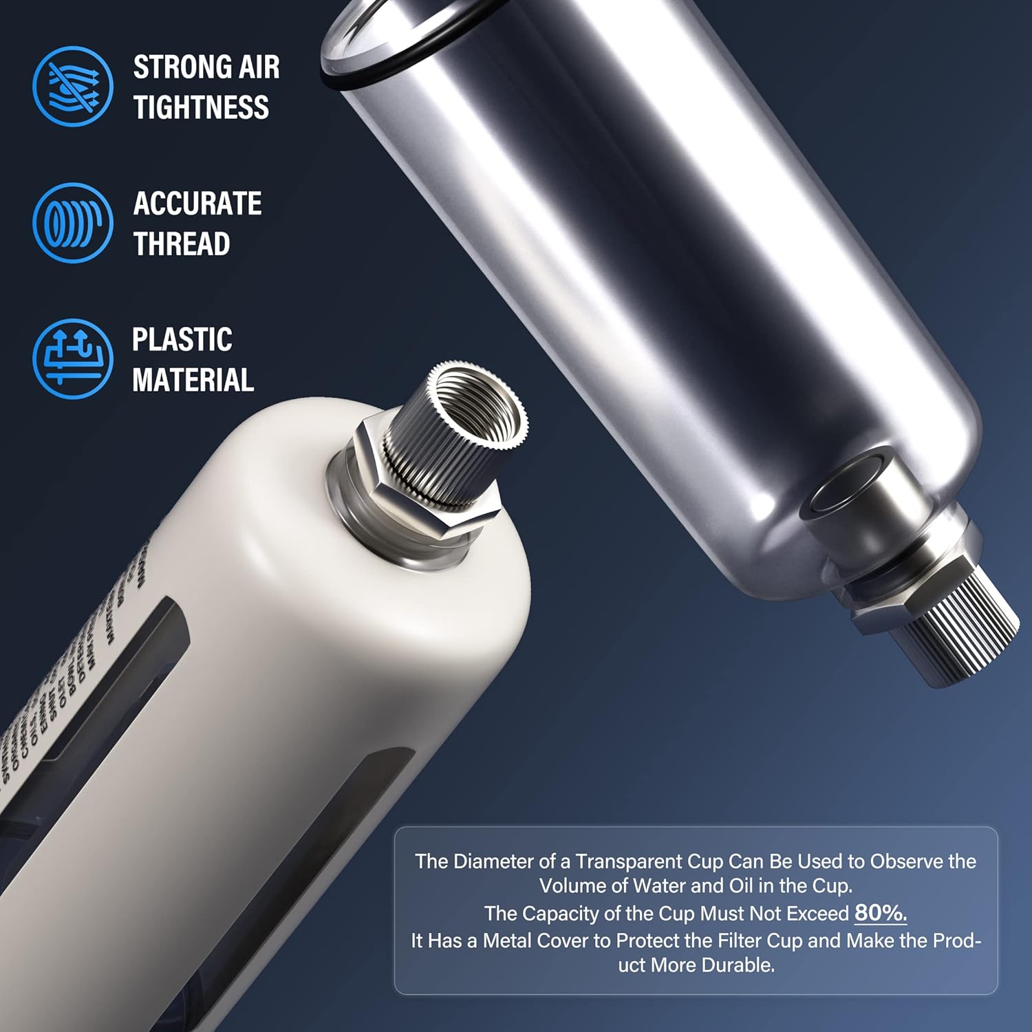 TAILONZ PNEUMATIC Filtro de aire NPT de 12 pulgada con regulador de presión de trampa de aguaaceite combinado (0-145 PSI), filtro compresor de