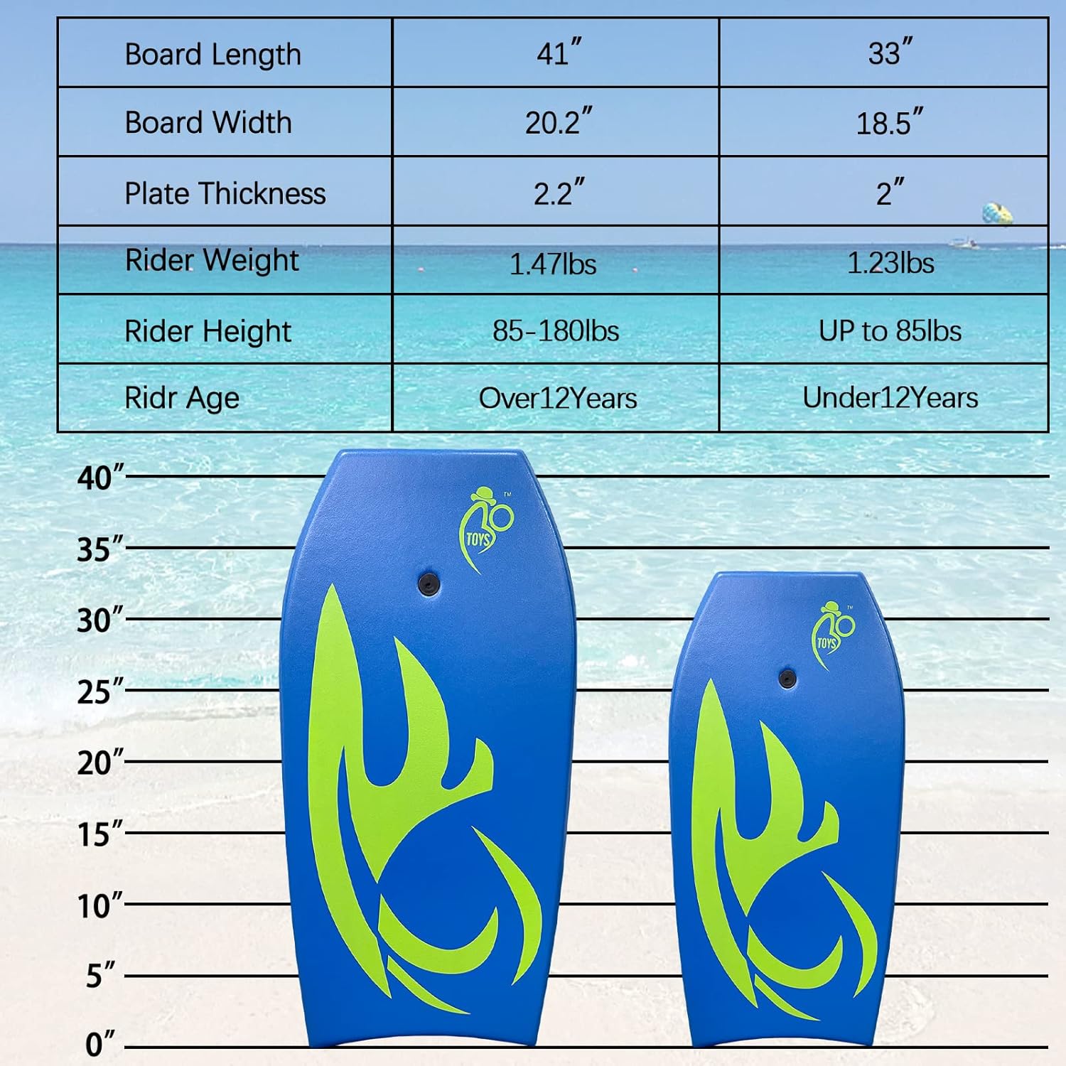 Tabla de bodyboard de Bo-Toys, ligera con centro de poliestireno expandido